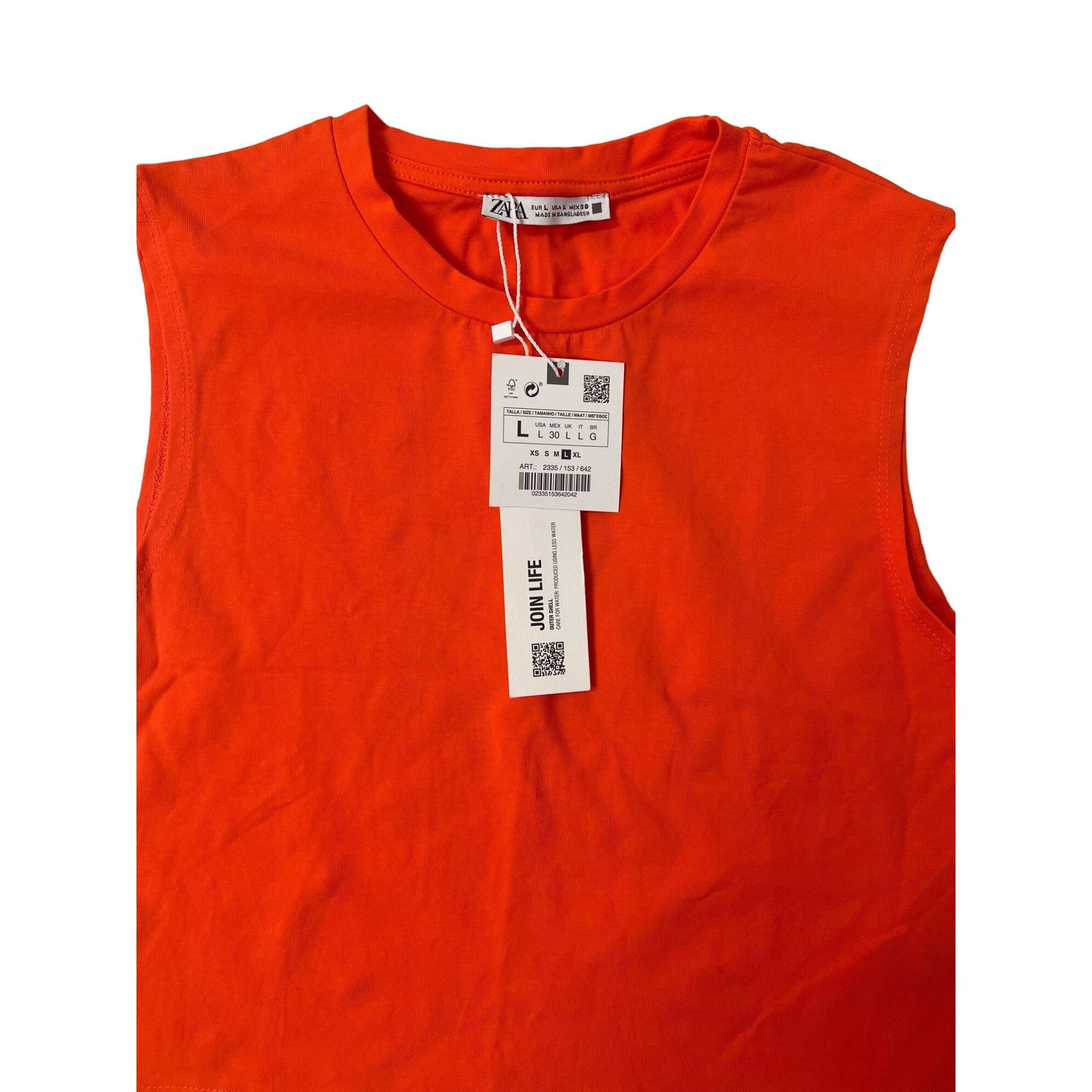 Zara Zara Orange Cropped Muscle Tank Top Size L / US 10 / IT 46 - 2 Thumbnail