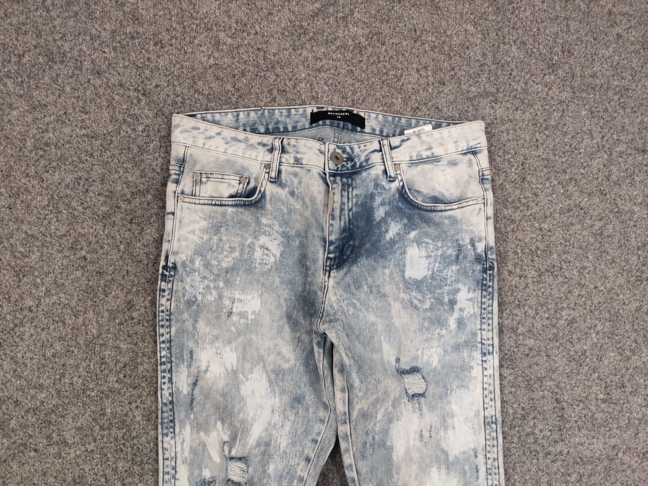 Represent Clo. Represent Design Blue Distressed Painted Denim Slim Jeans Size US 34 / EU 50 - 7 Thumbnail