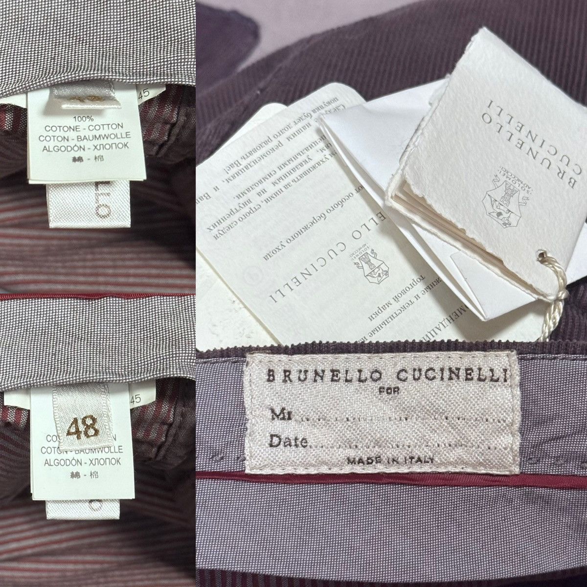 Brunello Cucinelli Brunello Cucinelli Men's Cargo Trousers Purple Size:48 Size US 31 - 6 Thumbnail