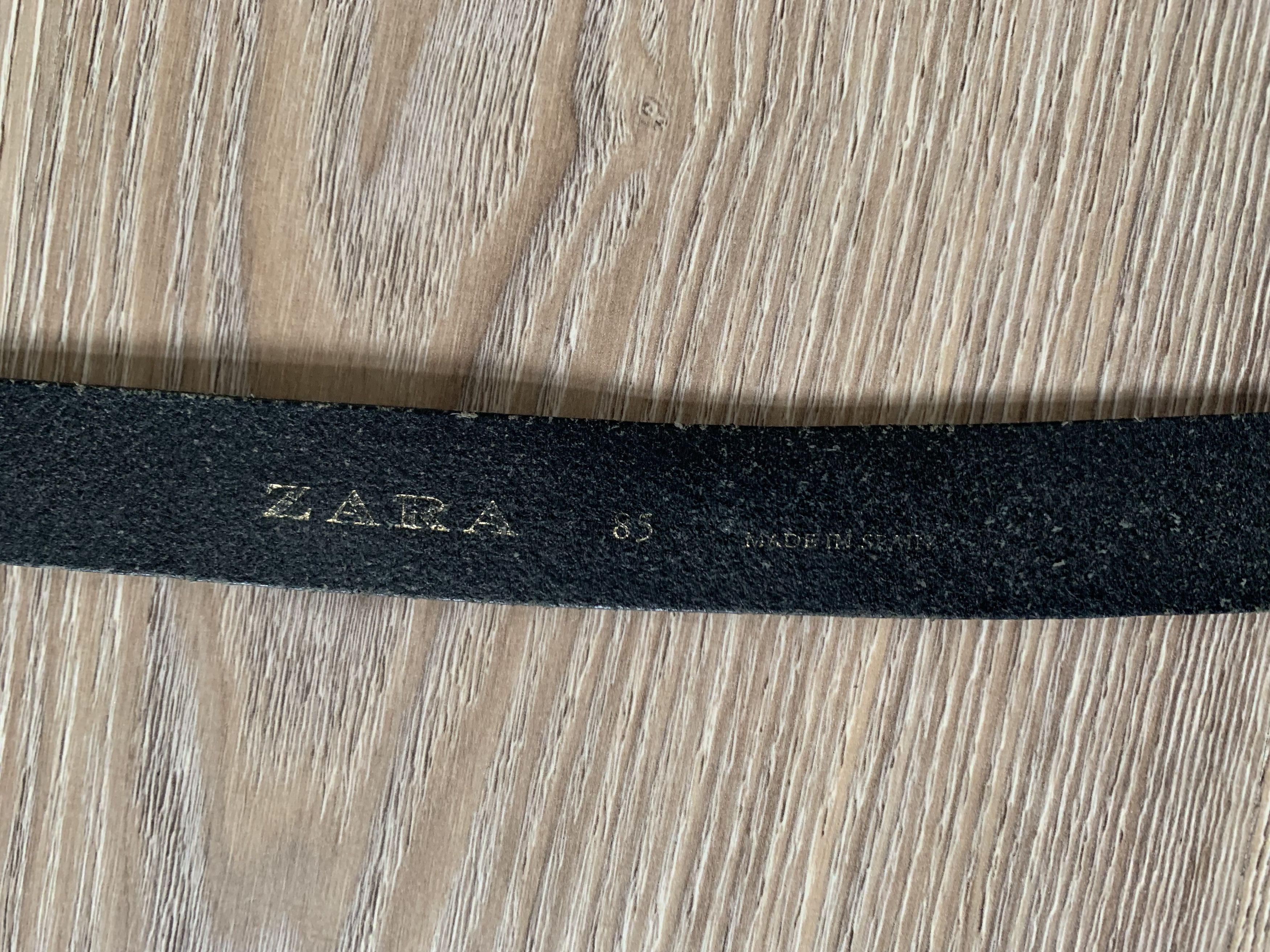 Zara ZARA Silver Oval Buckle Black Leather Belt Size ONE SIZE - 6 Thumbnail