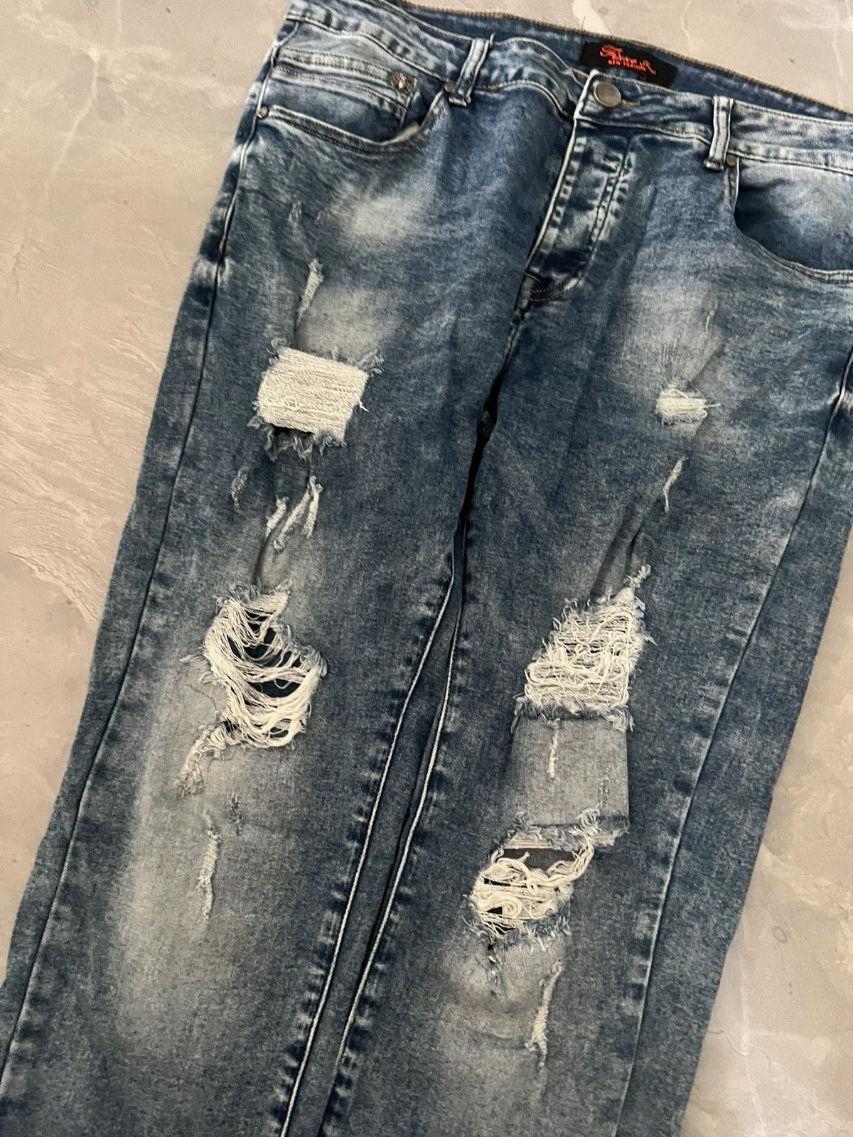 Japanese Brand Shredded Faded Streetwear / Slim Relax Y2K Undercover Style Size US 34 / EU 50 - 4 Thumbnail