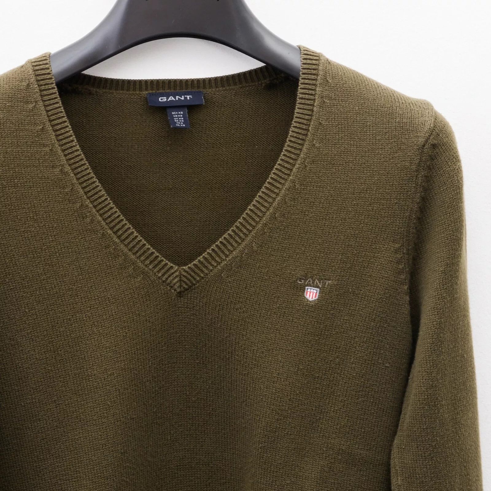 Gant Women XS Jumper Sweater Khaki Pullover V-Neck Cotton Ladies Size XS / US 0-2 / IT 36-38 - 5 Thumbnail