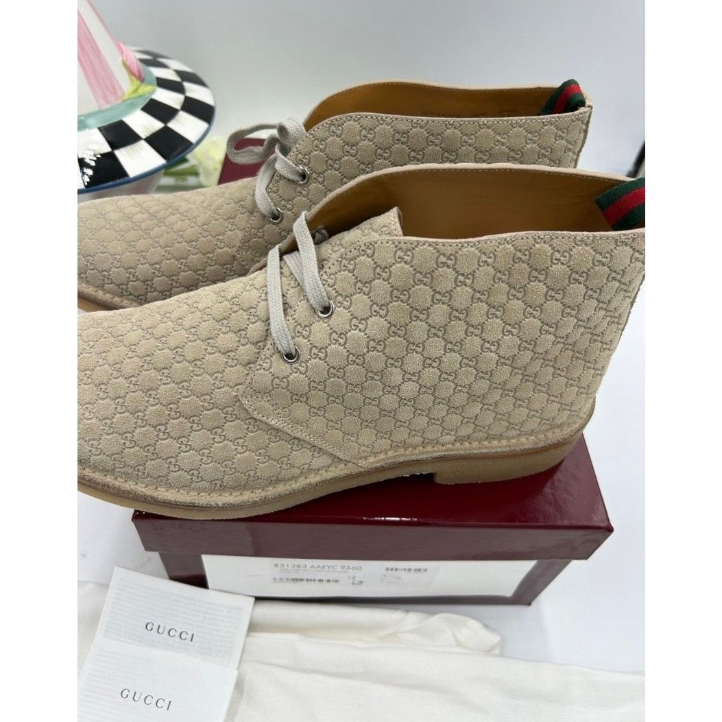 Gucci Men's Gucci suede GG embossed desert boots size 12 Size US 12.5 / EU 45-46 - 5 Thumbnail