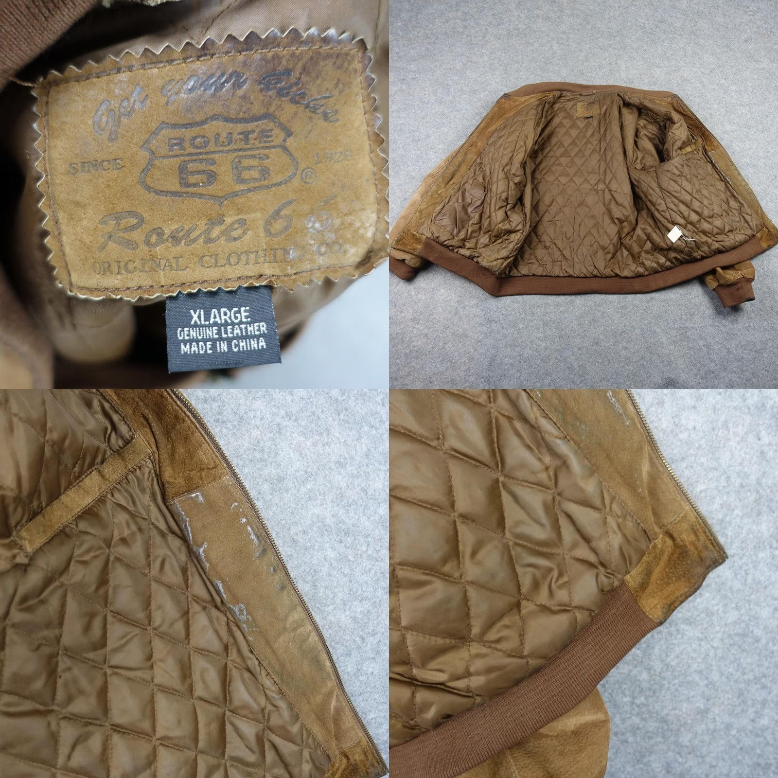 Route 66 VINTAGE Route 66 Jacket Mens XL Brown Leather Bomber Quilted Lining Full Zip VTG Size US XL / EU 56 / 4 - 11 Thumbnail