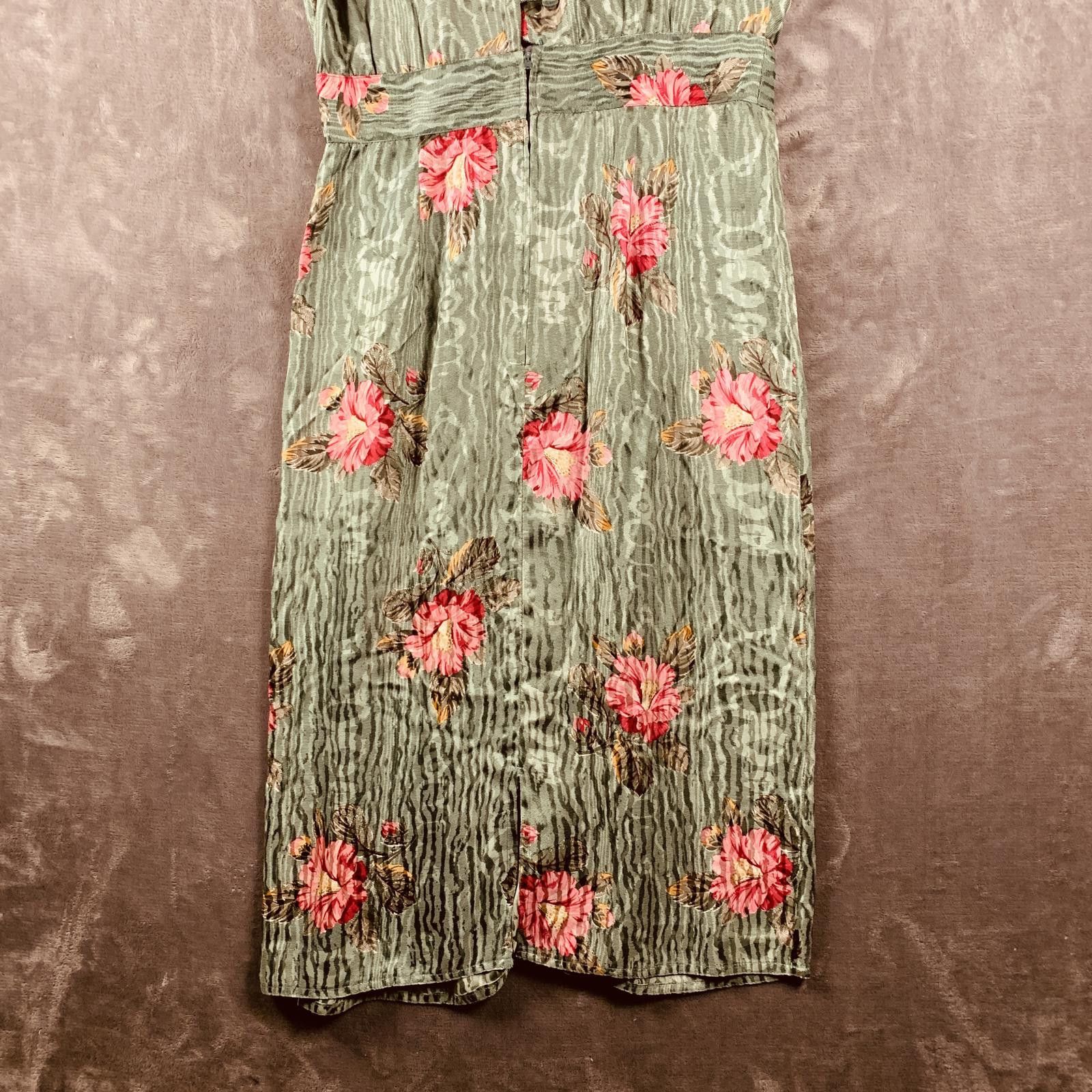 The Unbranded Brand Vintage 80s Womens LS Pleated Floral Silk Midi Dress (385) Size M / US 6-8 / IT 42-44 - 8 Thumbnail