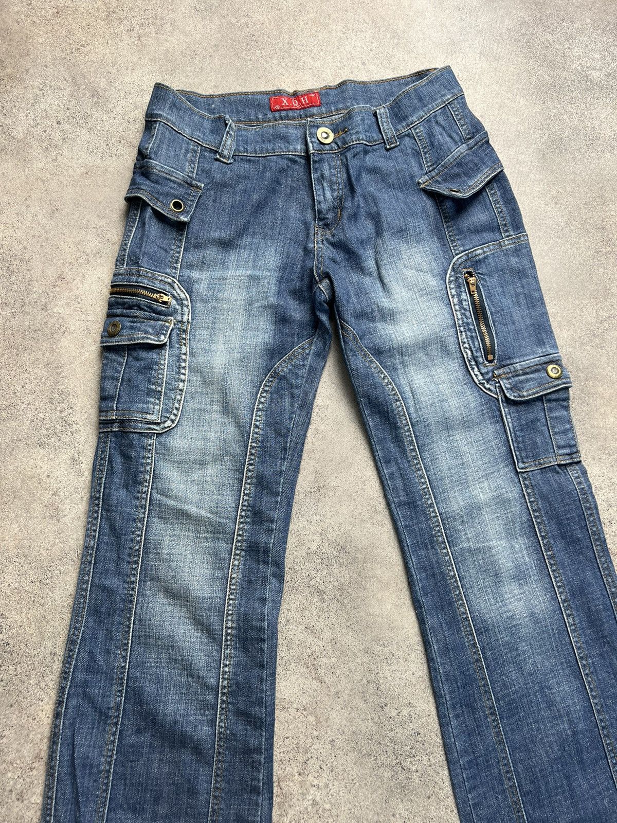 Japanese Brand × Vintage Vintage Japanese flare cargo denim jeans Size 28" / US 6 / IT 42 - 4 Thumbnail