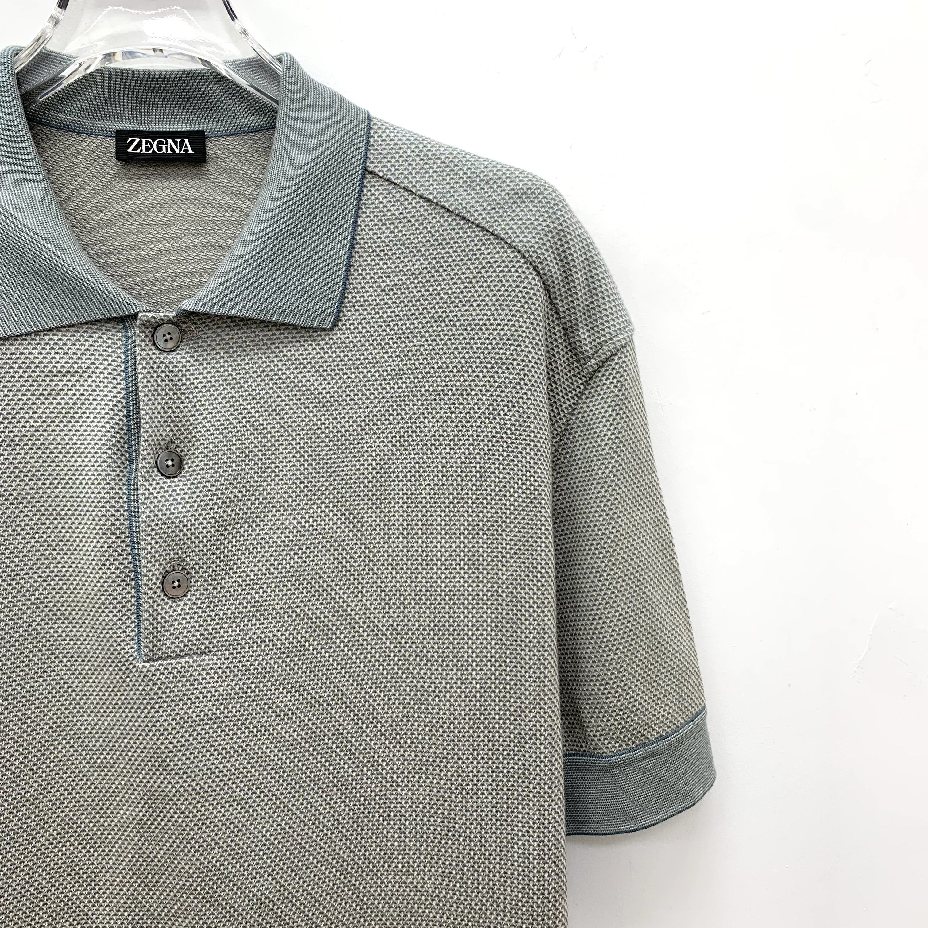 Z Zegna Zegna Cotton Polo Shirt Grey-Green (M) Size US M / EU 48-50 / 2 - 3 Thumbnail