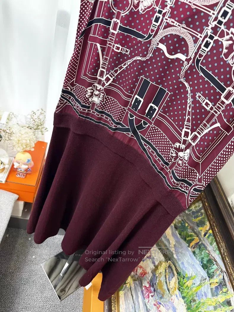 Hermes Hermes Burgundy silk and wool knitted vest dress Size XS / US 0-2 / IT 36-38 - 4 Thumbnail
