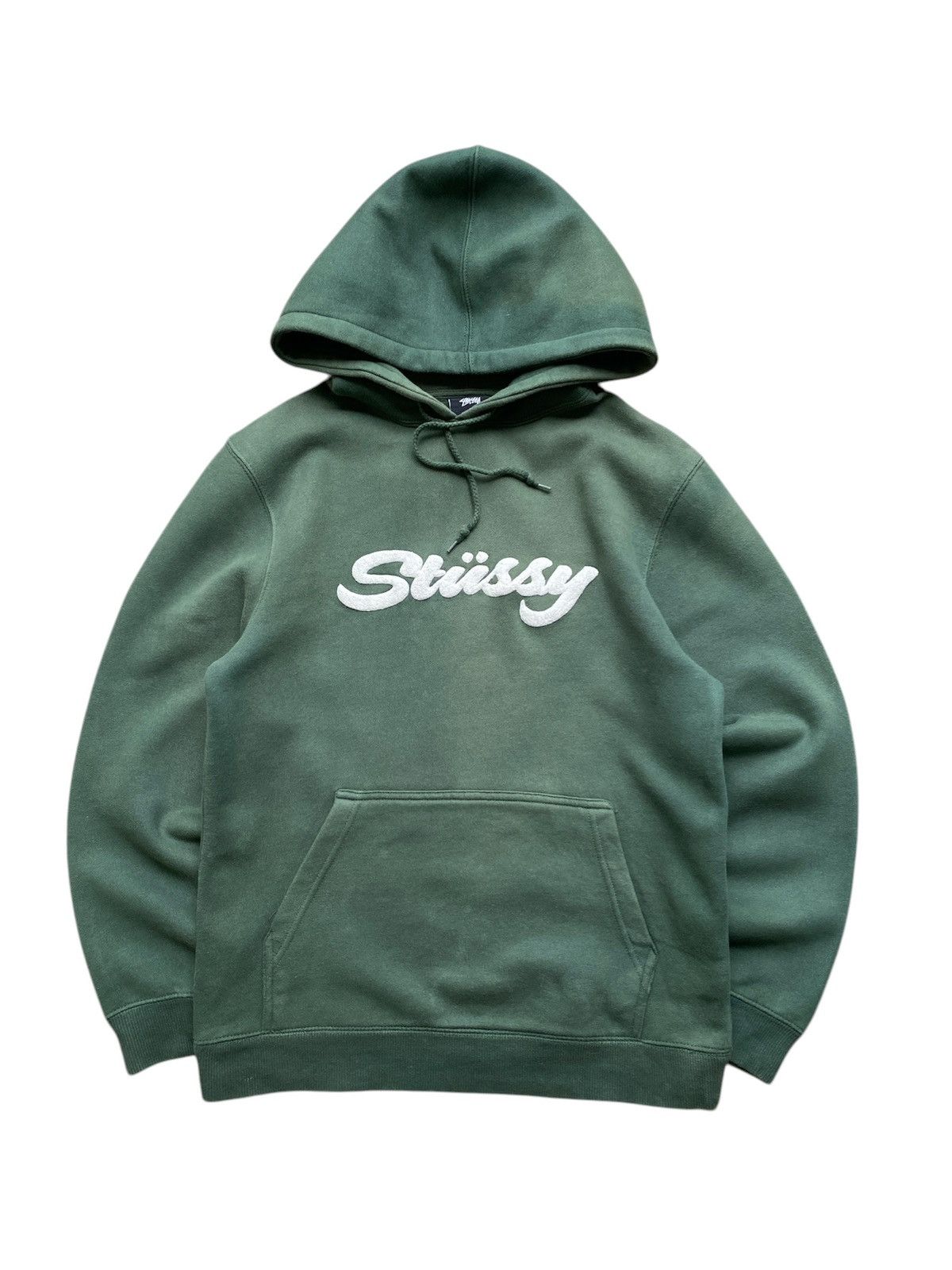 STÜSSY CHENILLE APCH APPLIQUE HOODED Ｍ Stussy Chenille Arch App Hoodie Black Pullover Men's Small