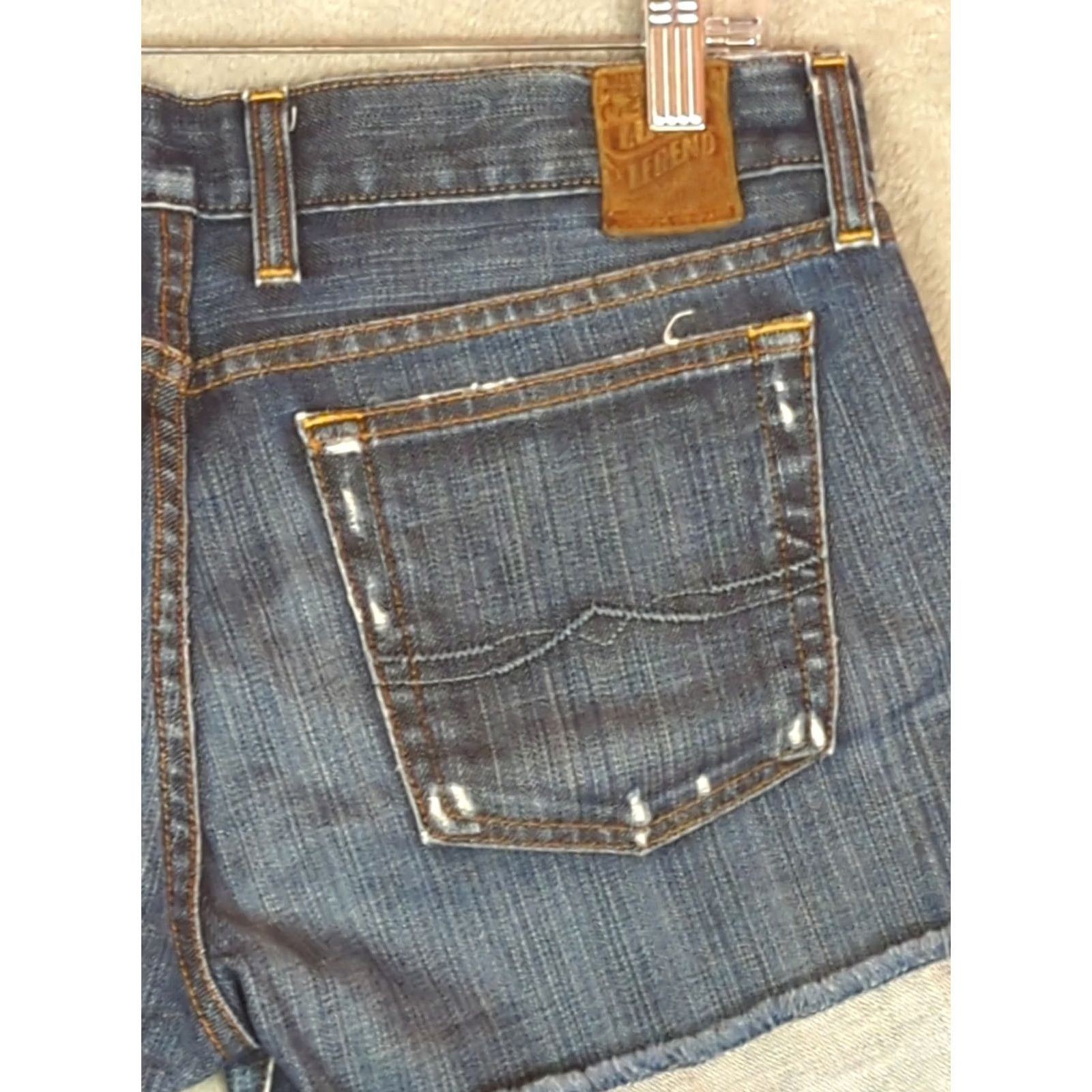 Lucky Brand Lucky Brand Shorts Womens 4 Blue Denim Riley Frayed Hem Whisker Distress selvage Distressed 5-Pocket Denim Shorts Blue Regular Size 27" / US 4 / IT 40 - 7 Thumbnail