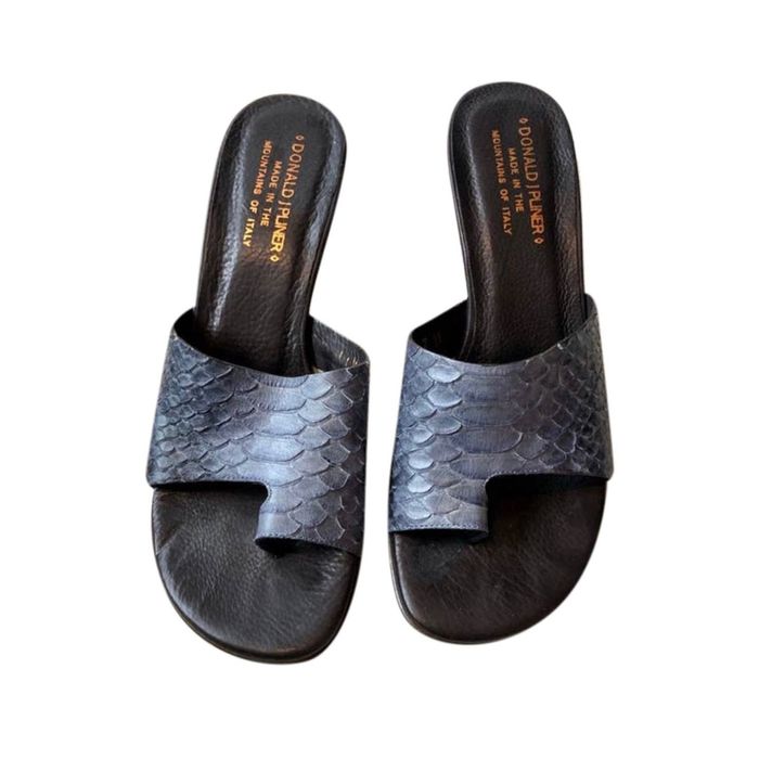 Donald J. Pliner DONALD PLINER Black Grey Snakeskin Leather 90s y2k ...