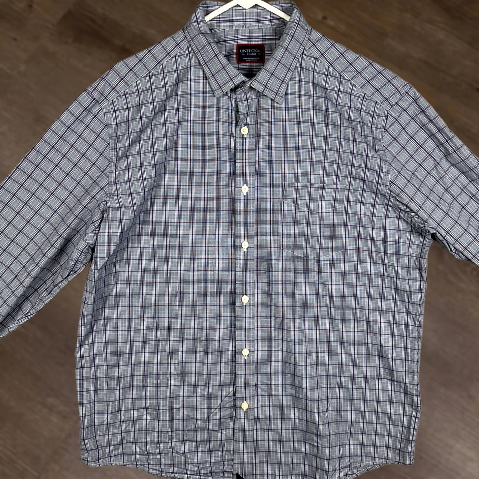 UNTUCKit UNTUCKit Shirt Mens XL Purple Button Up Plaid Performance Stretch Long Sleeve Size US XL / EU 56 / 4 - 1 Thumbnail
