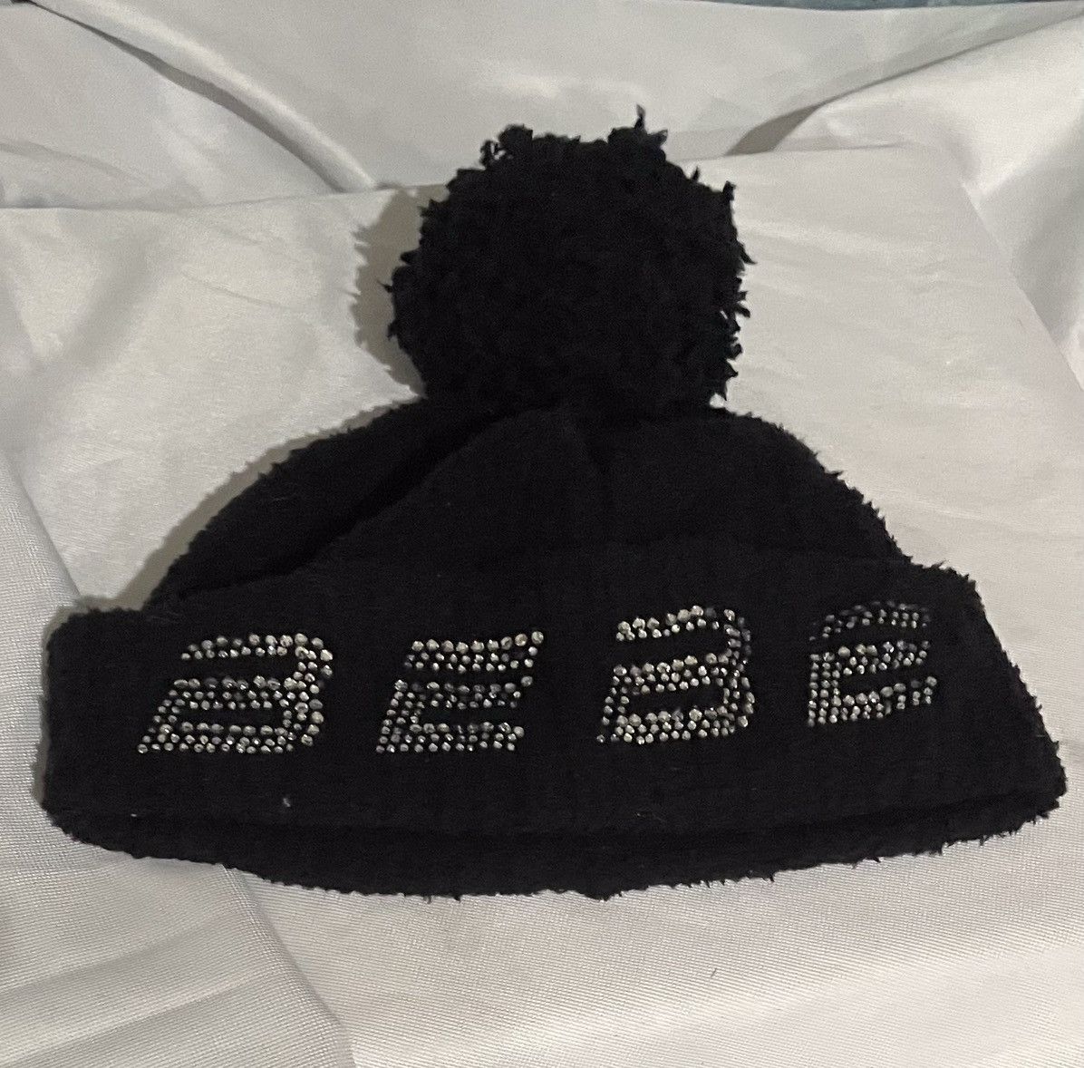 Bebe Bebe Sport Black Knit Hat And Scarf W/Rhinestones Size ONE SIZE - 1 Thumbnail