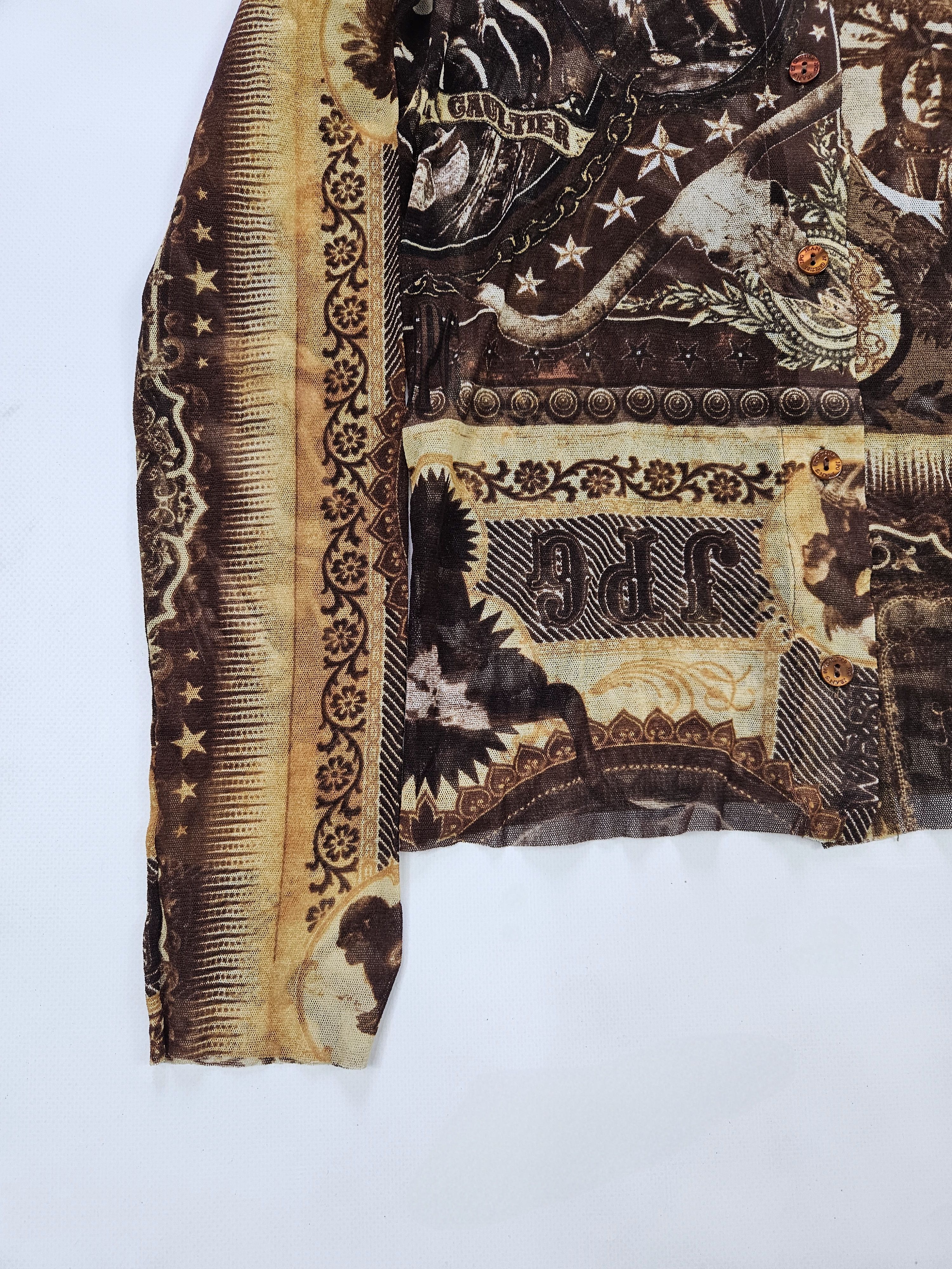 Jean Paul Gaultier jpg jeans native american all over print button up mesh top Size M / US 6-8 / IT 42-44 - 6 Thumbnail