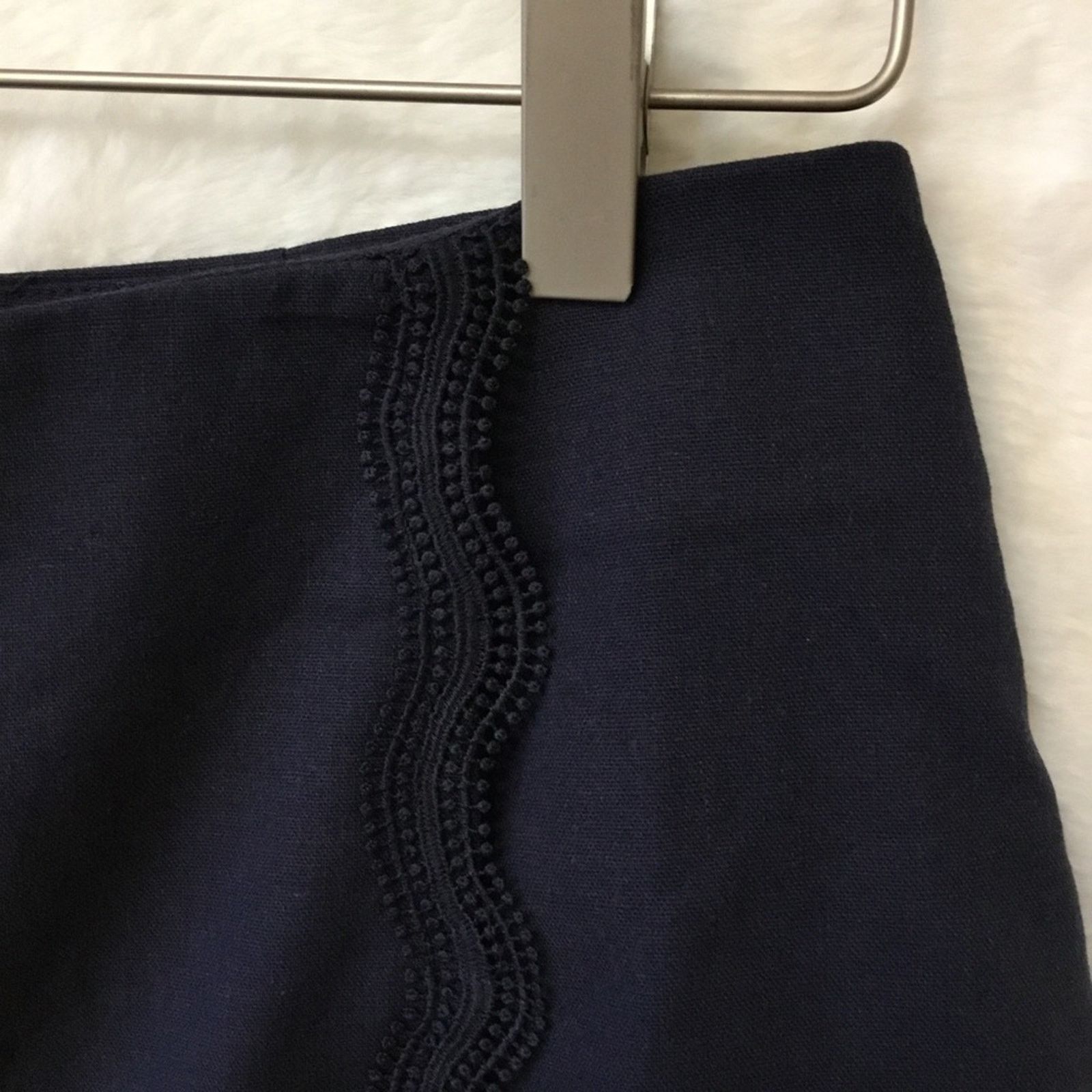 Other Love Bonito Navy Blue Linen Scallop Skorts Size 28" / US 6 / IT 42 - 8 Thumbnail