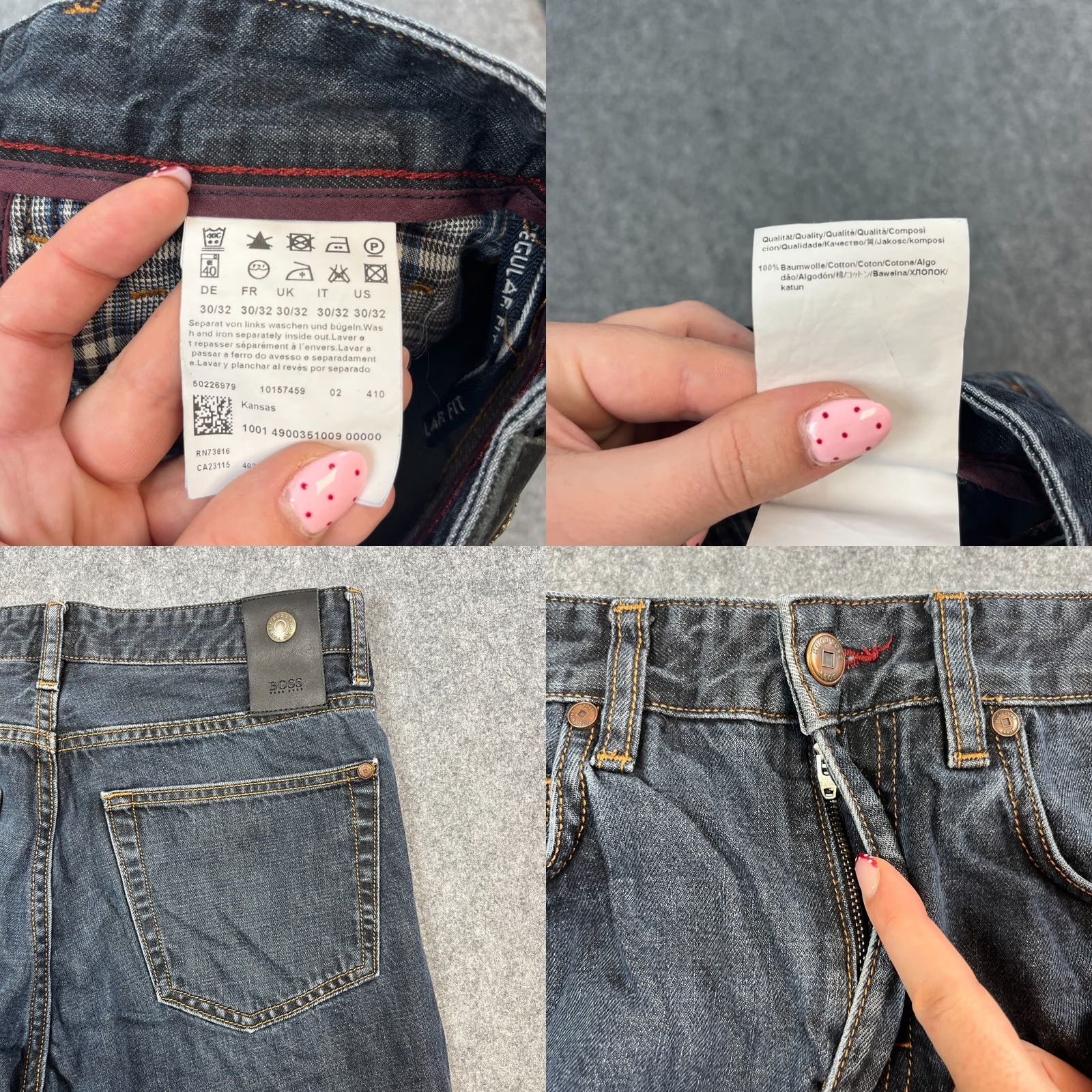 Hugo Boss HUGO BOSS Kansas Jeans Regular 30 30 Dark Wash Blue Denim 5-Pocket Design Mens Jeans Size US 30 / EU 46 - 8 Thumbnail