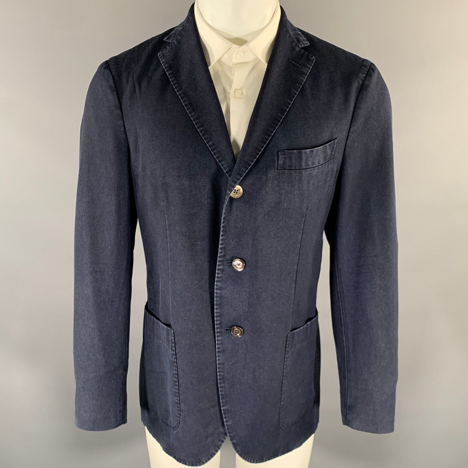 Boglioli BOGLIOLI Chest Size 40 Navy Wool Notch Lapel Sport Coat Size 40S - 1 Thumbnail