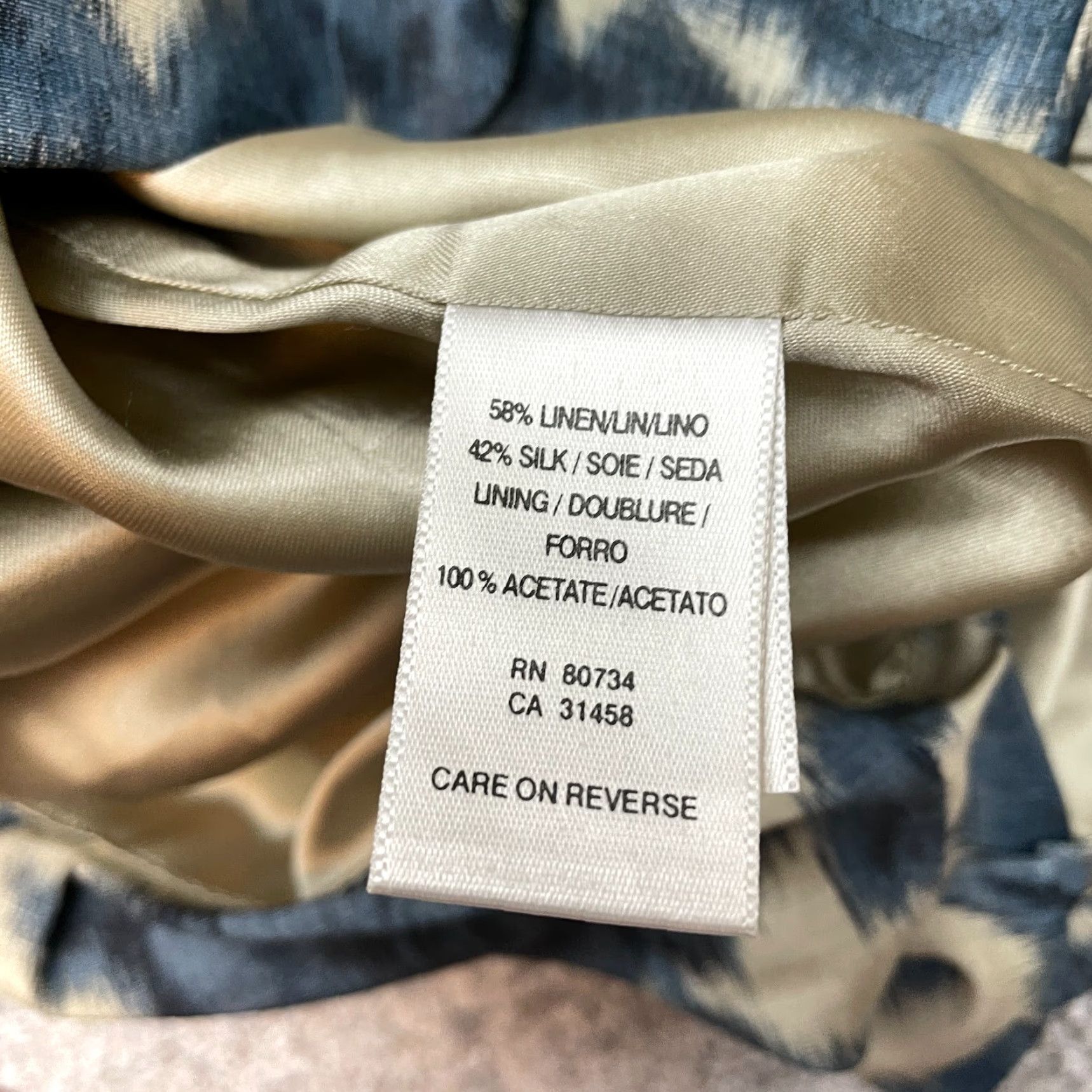 Bcbgmaxazria BCBGMAXAZRIA Shift Dress Womens 2 Floral Beige Knee Sleeveless Strapless Linen Silk Dress Size XS / US 0-2 / IT 36-38 - 4 Thumbnail