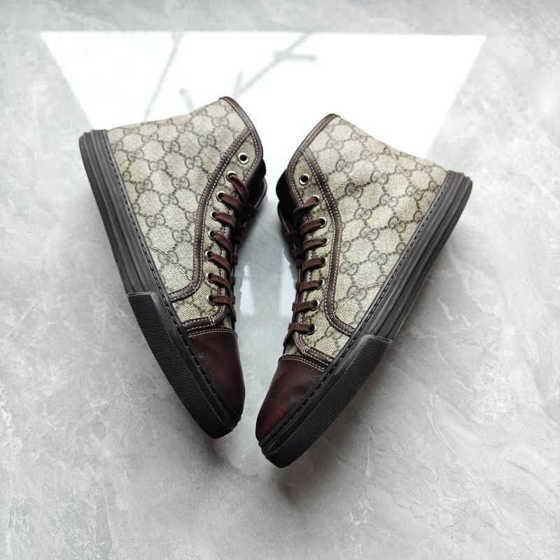 Gucci Gucci High Top Lace-Up Sneakers in Brown - Size US 8 / EU 41 - 8 Thumbnail