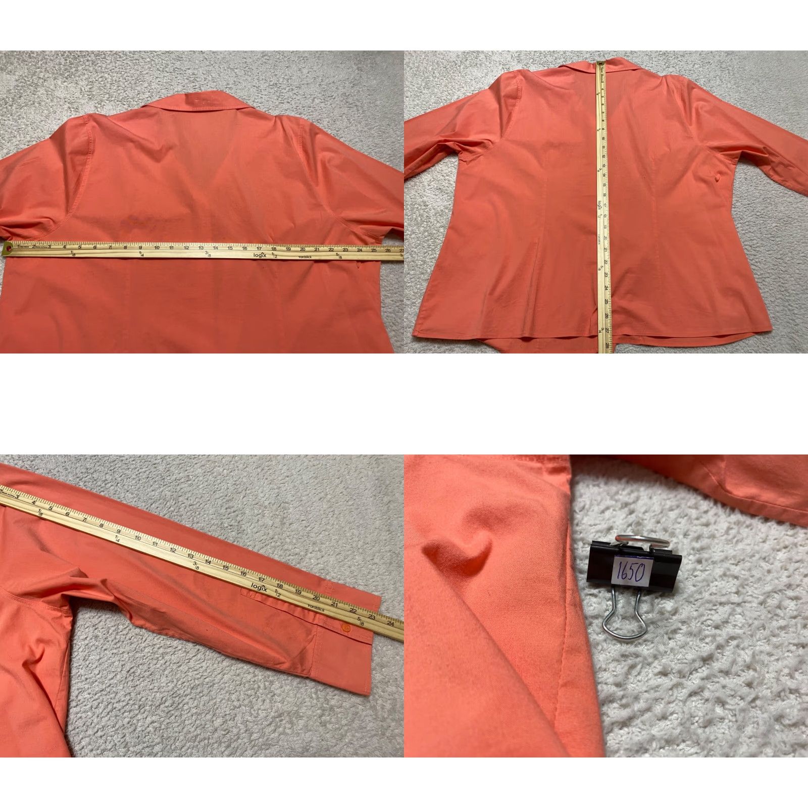 Vintage CJ Banks Womens Plus 3X Shirt Solid Orange Button-Up Long Sleeve Cotton Size XXL / US 16-18 / IT 52-54 - 8 Thumbnail