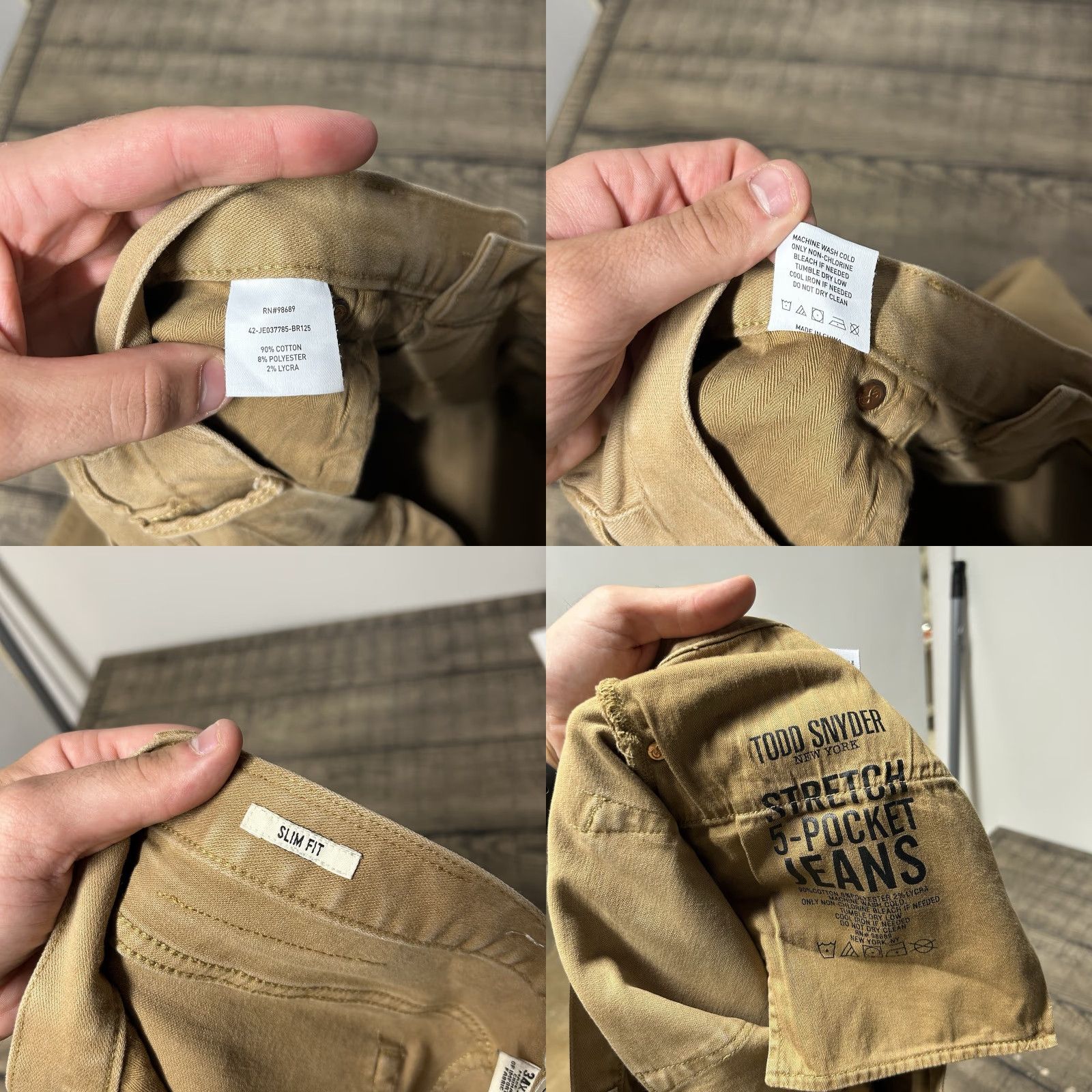 Todd Snyder Todd Snyder Jeans Men Slim 5 Pocket Straight Leg Cotton Blend Brown Khaki 34x30 34x32 Inseam 30.5 Stretch USA City Preppy Button Zip Size US 34 / EU 50 - 11 Thumbnail