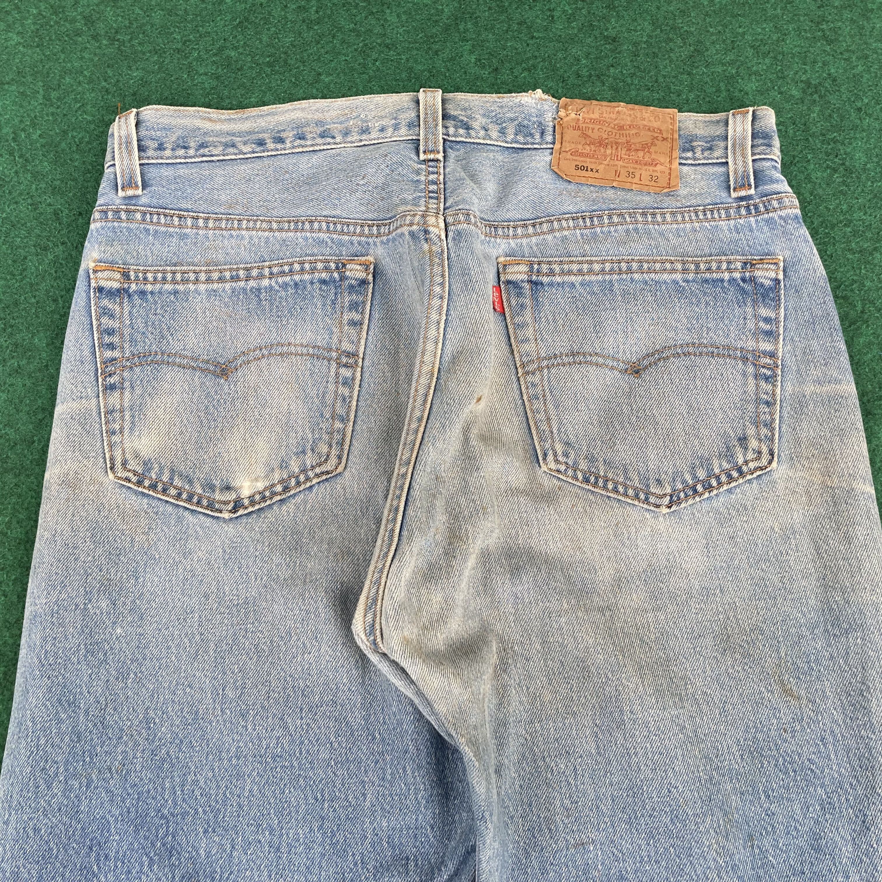 Levi's × Vintage Vtg Levis 501xx Faded Blue Sz 33 Punk Grunge Jeans Size US 33 - 13 Thumbnail