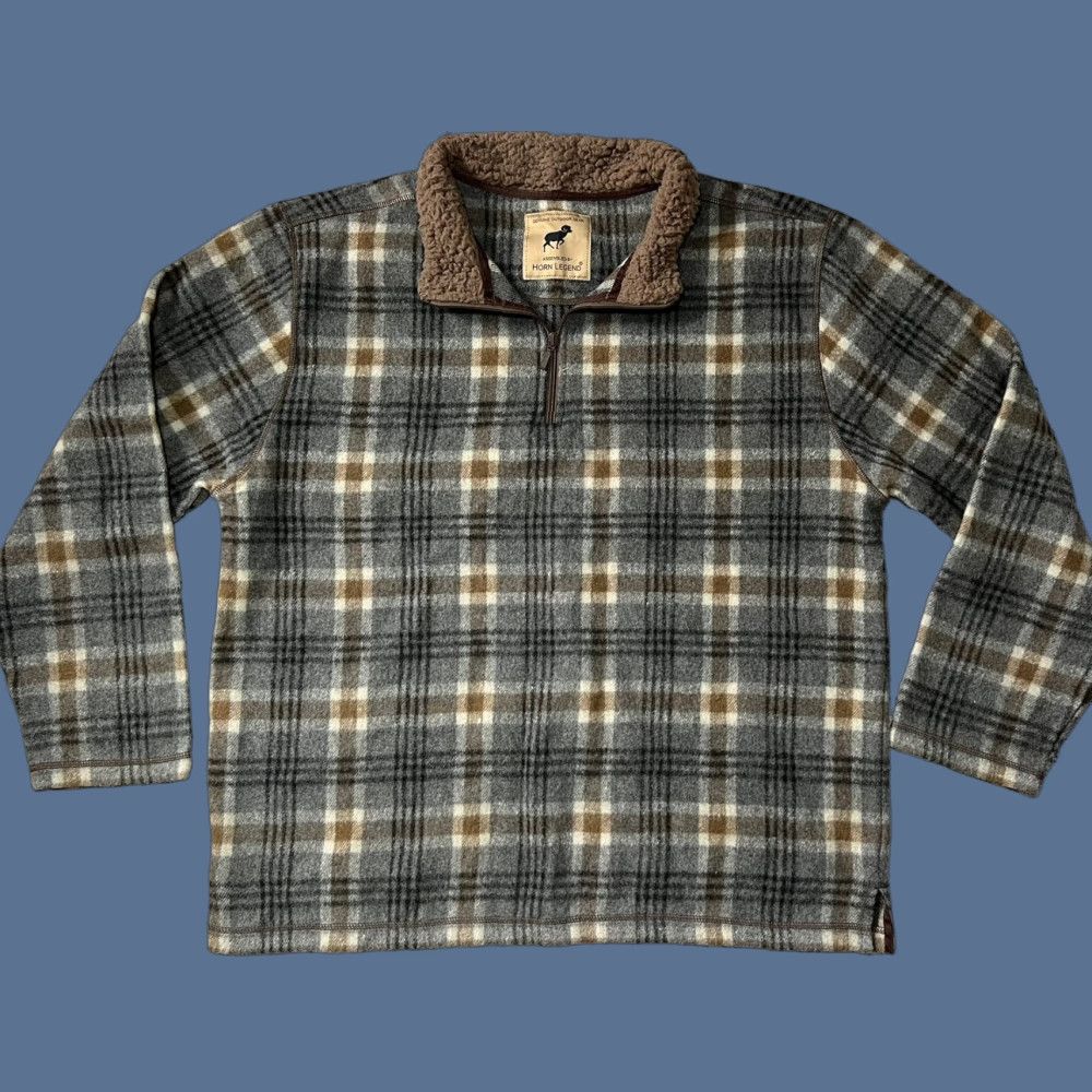 Vintage Horn Legend Jacket Mens Wool Plaid Pullover Shirt Jacket Fleece Collar XL Size US XL / EU 56 / 4 - 1 Thumbnail