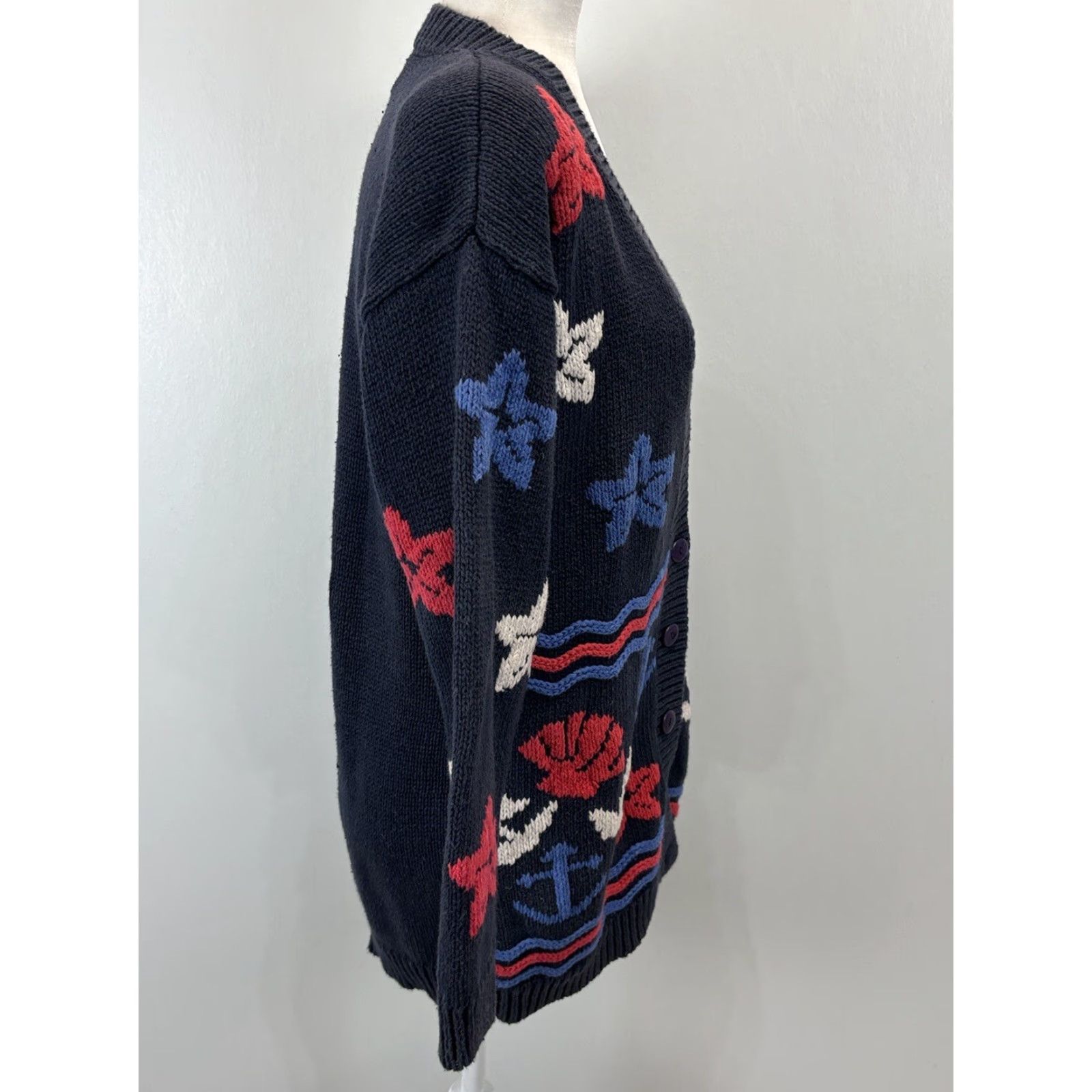 Nautica VINTAGE Best American Cardigan Sweater Women’s Small Navy Nautical Knit Long Sleeve V-Neck Size S / US 4 / IT 40 - 5 Thumbnail