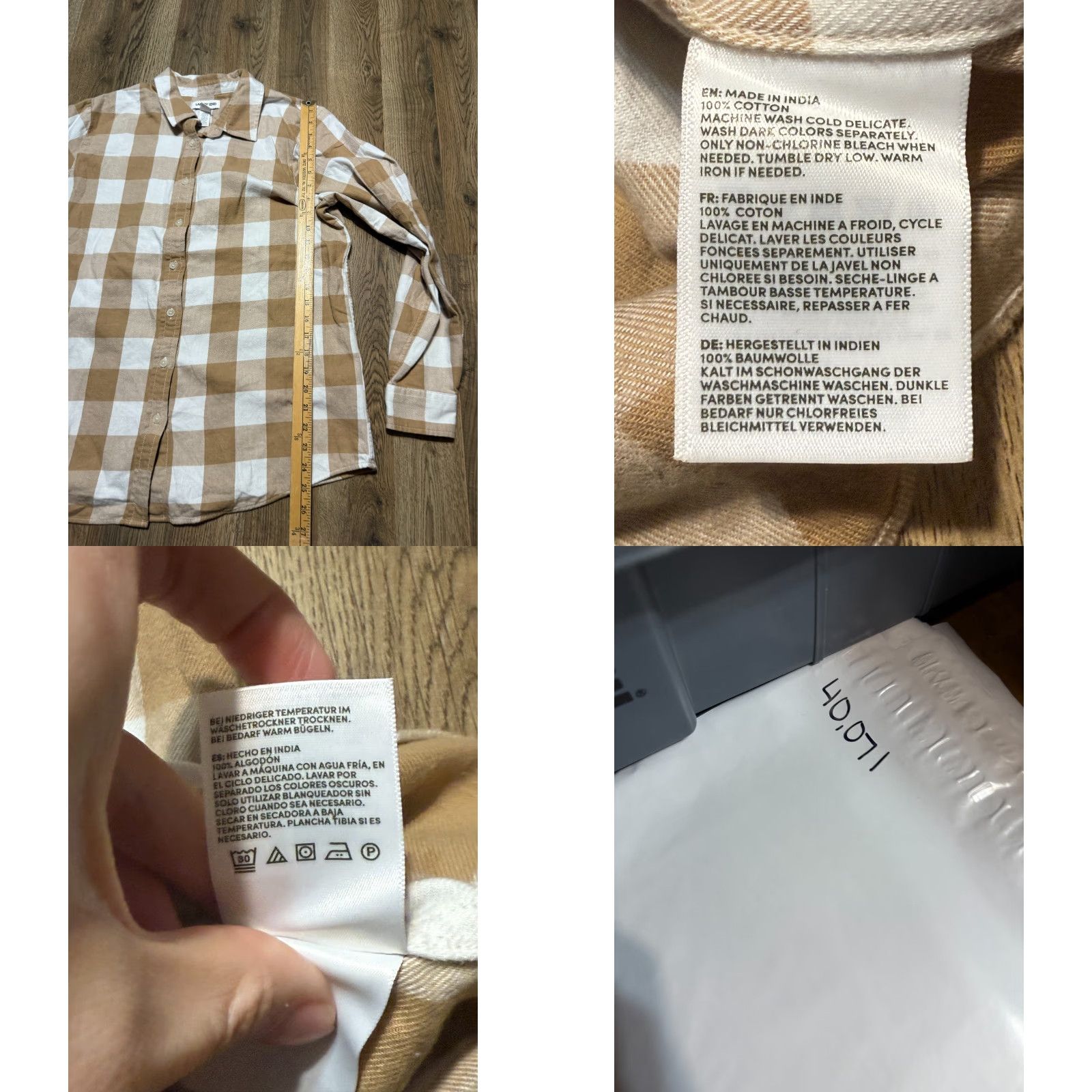 Lands' End Lands' End Shirt Women XL Brown White Check Long Sleeve Button-Up Shirt Size XL / US 12-14 / IT 48-50 - 8 Thumbnail