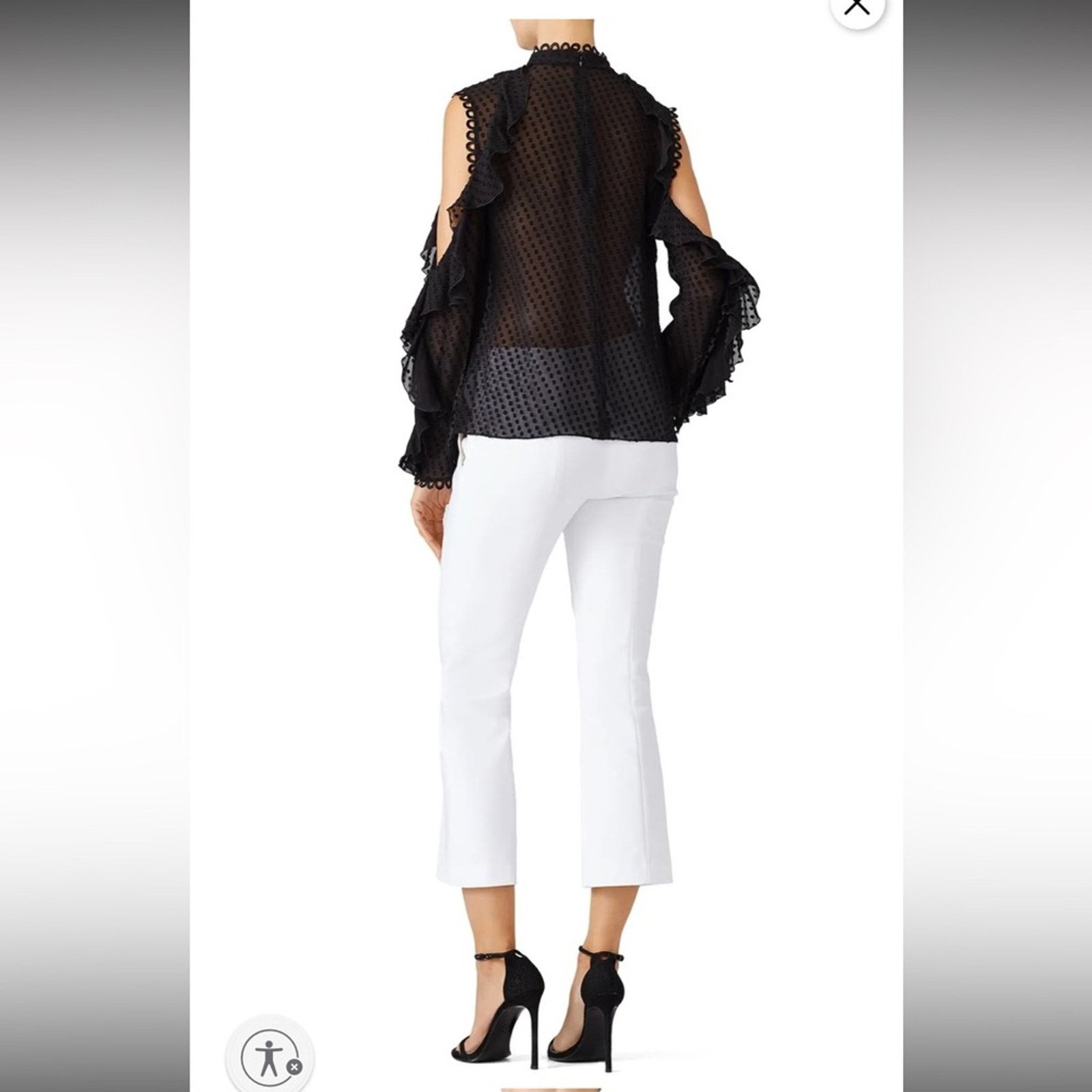 NICHOLAS 136 Nicholas $695 Navy Ruffle Trim Blouse Size 2 Size XS / US 0-2 / IT 36-38 - 3 Thumbnail