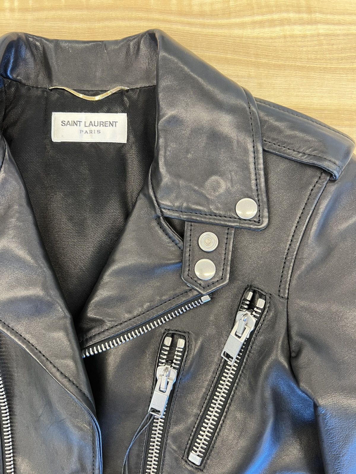 Saint Laurent Paris 🔥$7.6K VALUE🔥 Black Leather Biker Jacket Size XS / US 0-2 / IT 36-38 - 4 Thumbnail