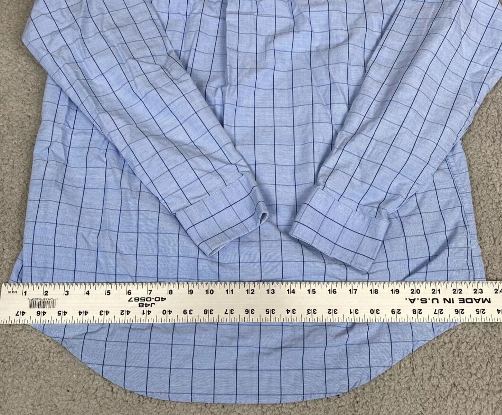 Izod Men's L Large Blue Long Sleeve 100% Cotton Casual Button Up Size 42R - 4 Thumbnail