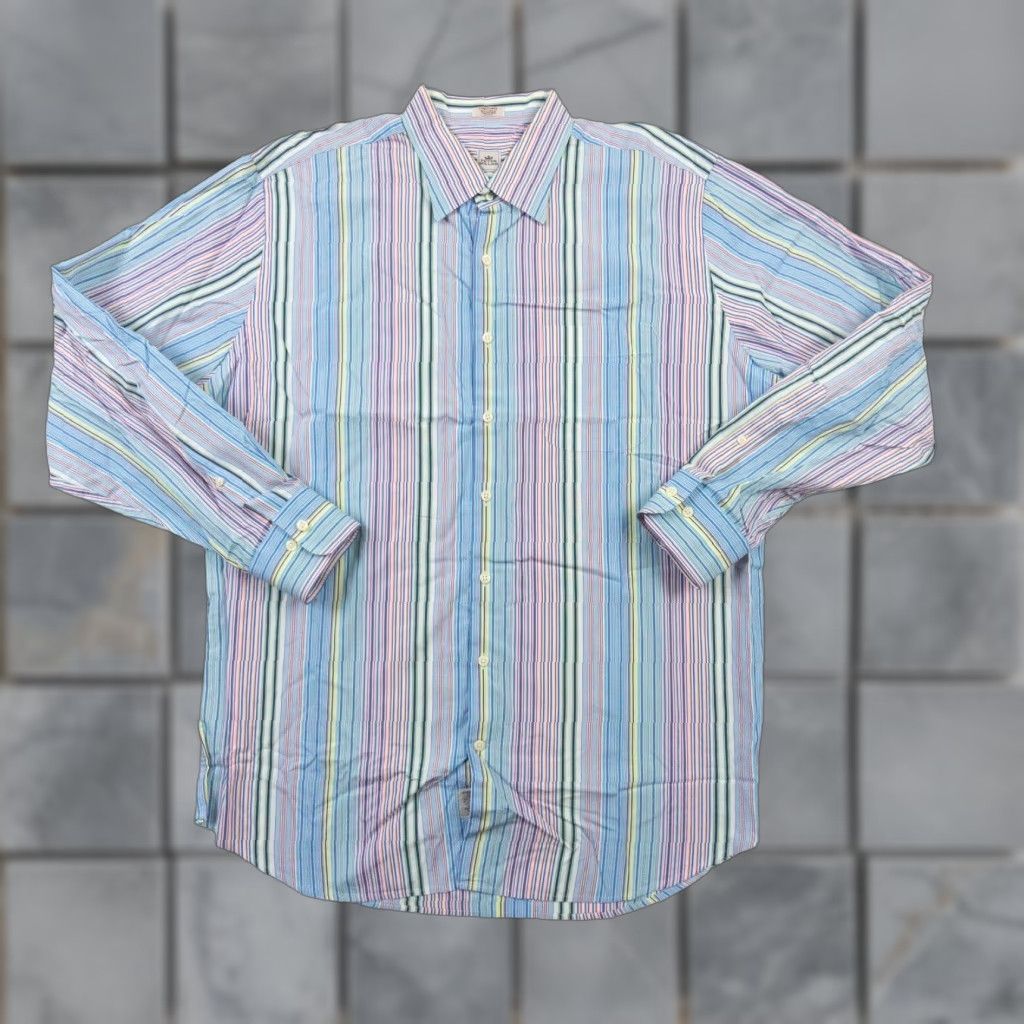 Peter Millar Peter Millar Shirt Mens XL Button-Down Long Sleeve Striped Multicolor Cotton Preppy Colorful Mens Size US XL / EU 56 / 4 - 1 Thumbnail