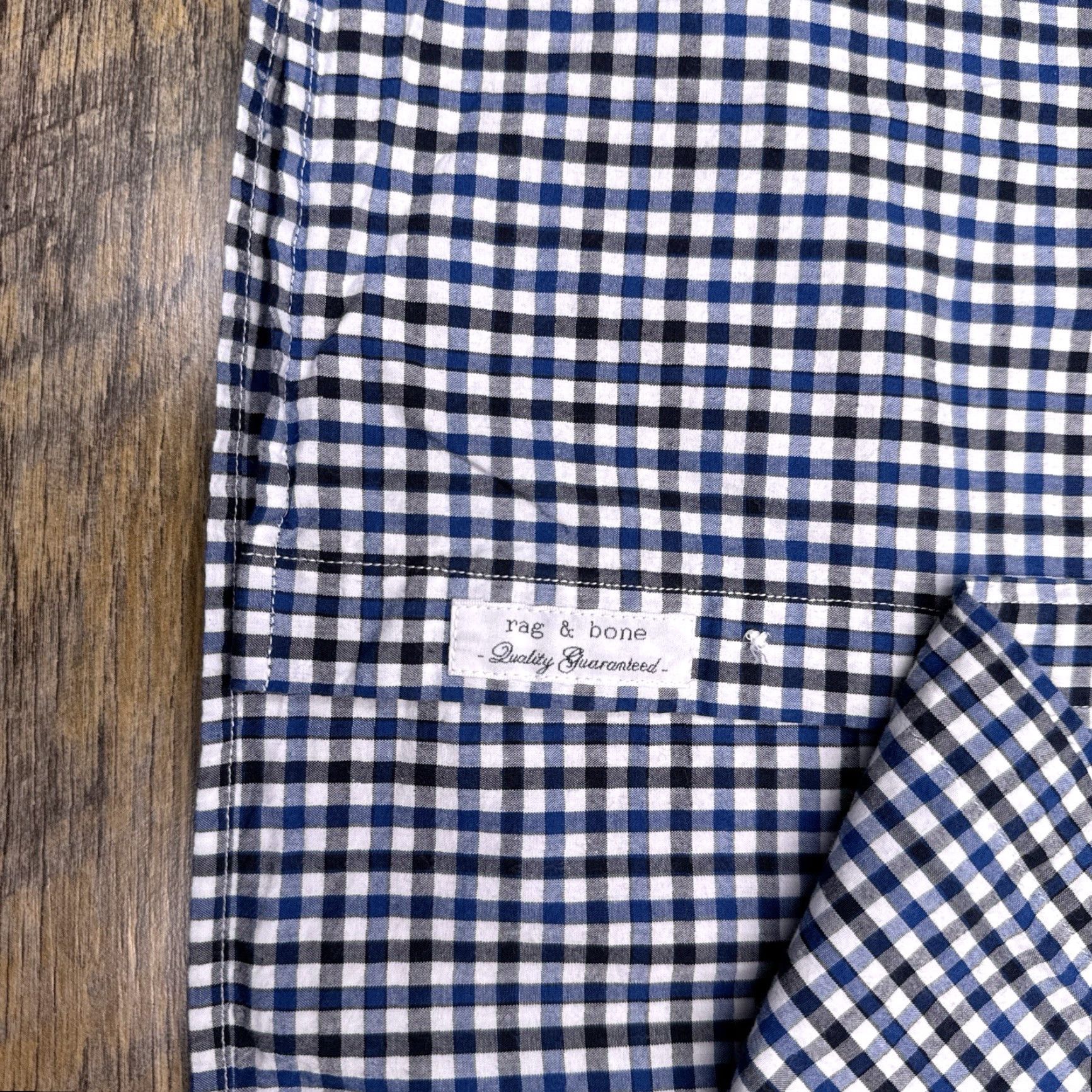 Rag & Bone Rag & Bone Shirt Mens XL Blue Check Button-Up Casual, Travel, Party/Cocktail, Long Sleeve, Collared, Button-Down, Knit Cotton, Regular Fit Size US XL / EU 56 / 4 - 7 Thumbnail