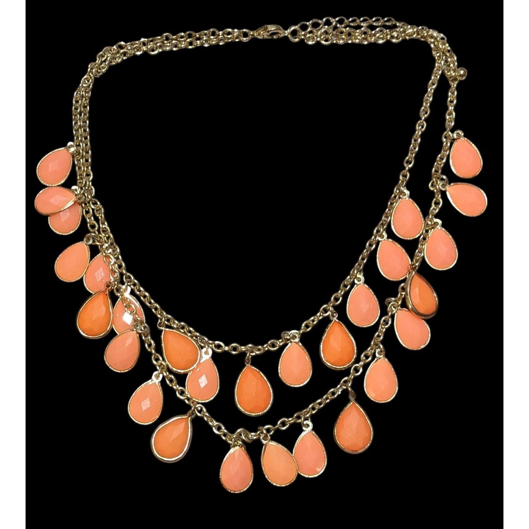 Other Orange And Gold Multilayer Teardrop Fringe Necklace Size ONE SIZE - 1 Thumbnail