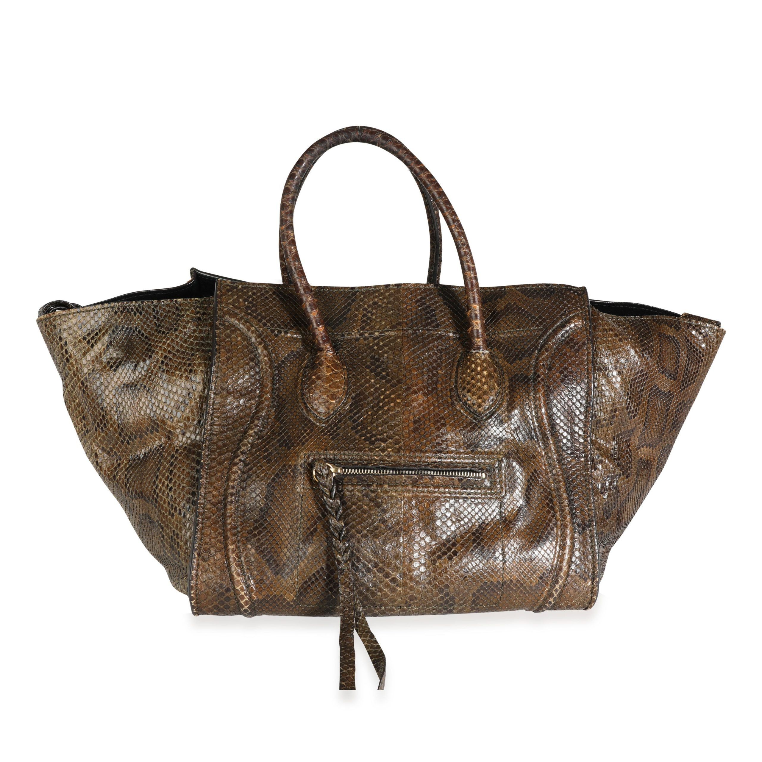 image of Celine Brown Python Small Phantom Luggage Tote, Women's