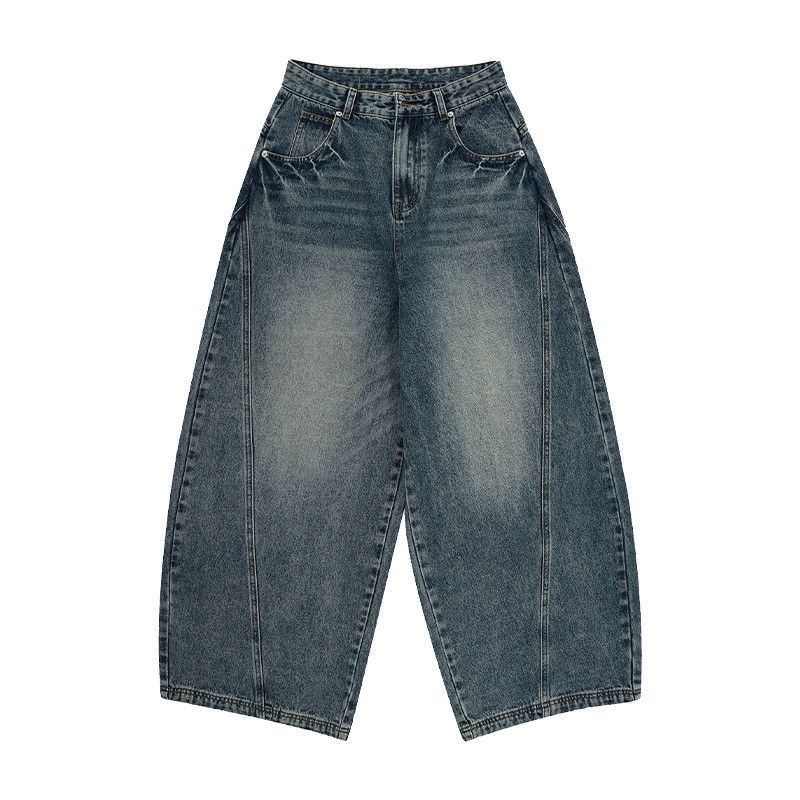 Vintage American retro washed men's straight leg baggy cutaway jeans Size US 32 / EU 48 - 4 Thumbnail