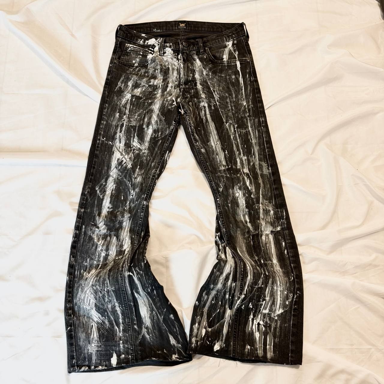 Japanese Brand Custom Black Baggy Distressed Jeans Painted Wide Leg Size US 36 / EU 52 - 5 Thumbnail