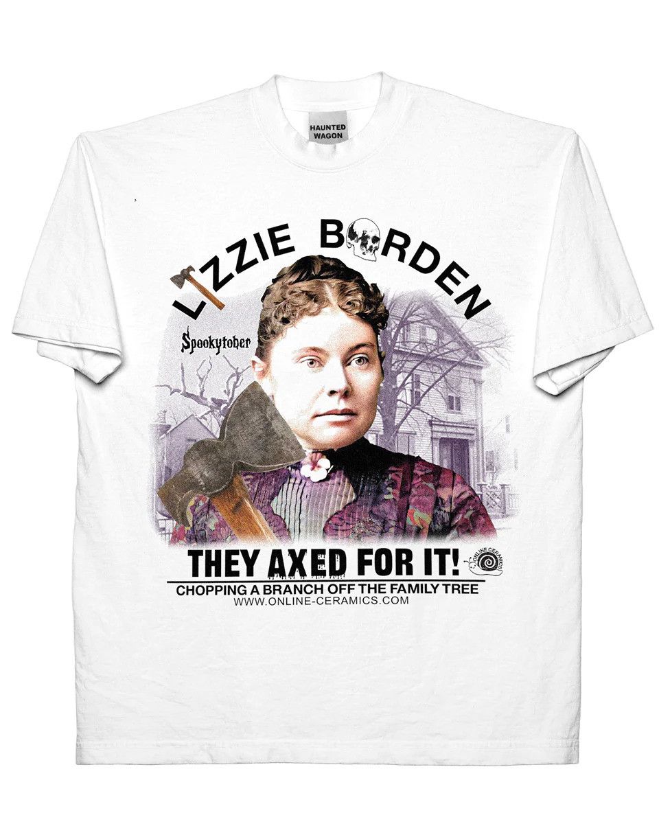 image of Online Ceramics Haunted Wagon Lizzie Borden T-Shirt XL - New in White, Men's