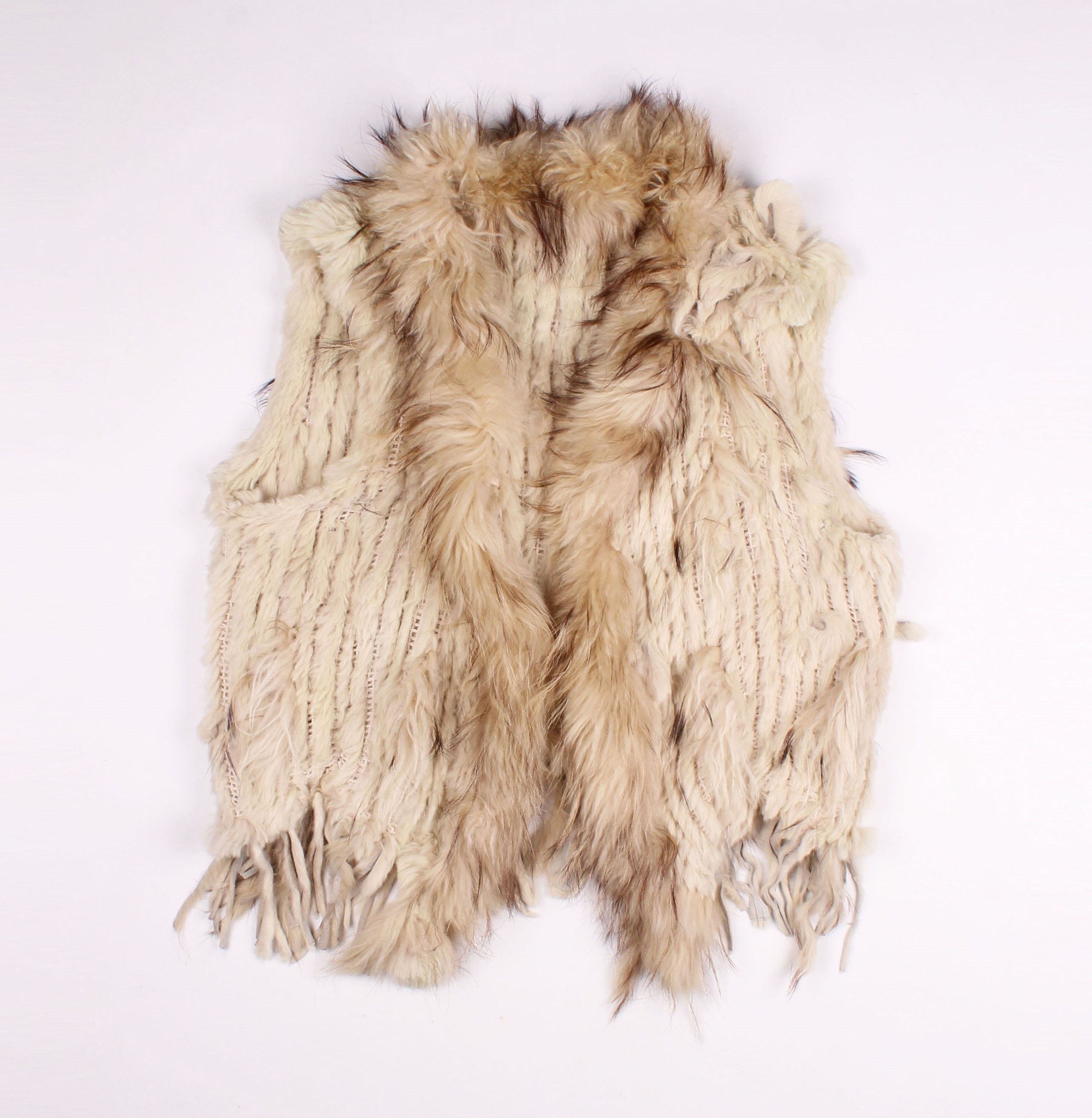 Designer × Vintage Vintage David Moore Y2K Mob Wife Rabbit Racoon Mix Fur Vest Size S / US 4 / IT 40 - 4 Thumbnail