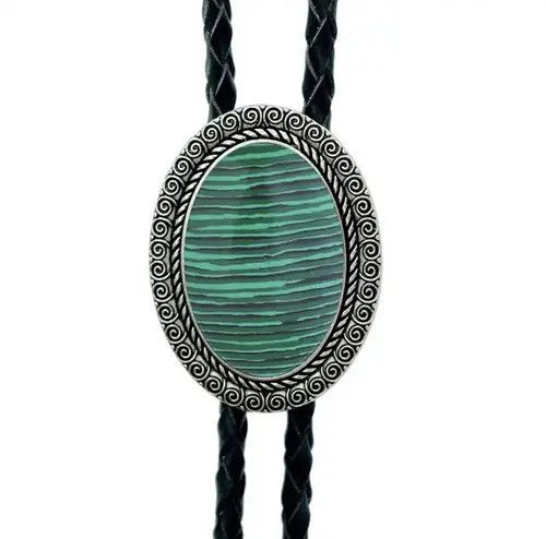 Cowboy Equipment × Vintage Lucky Charm Agate Gem Pendant Bolo Tie Size ONE SIZE - 1 Thumbnail
