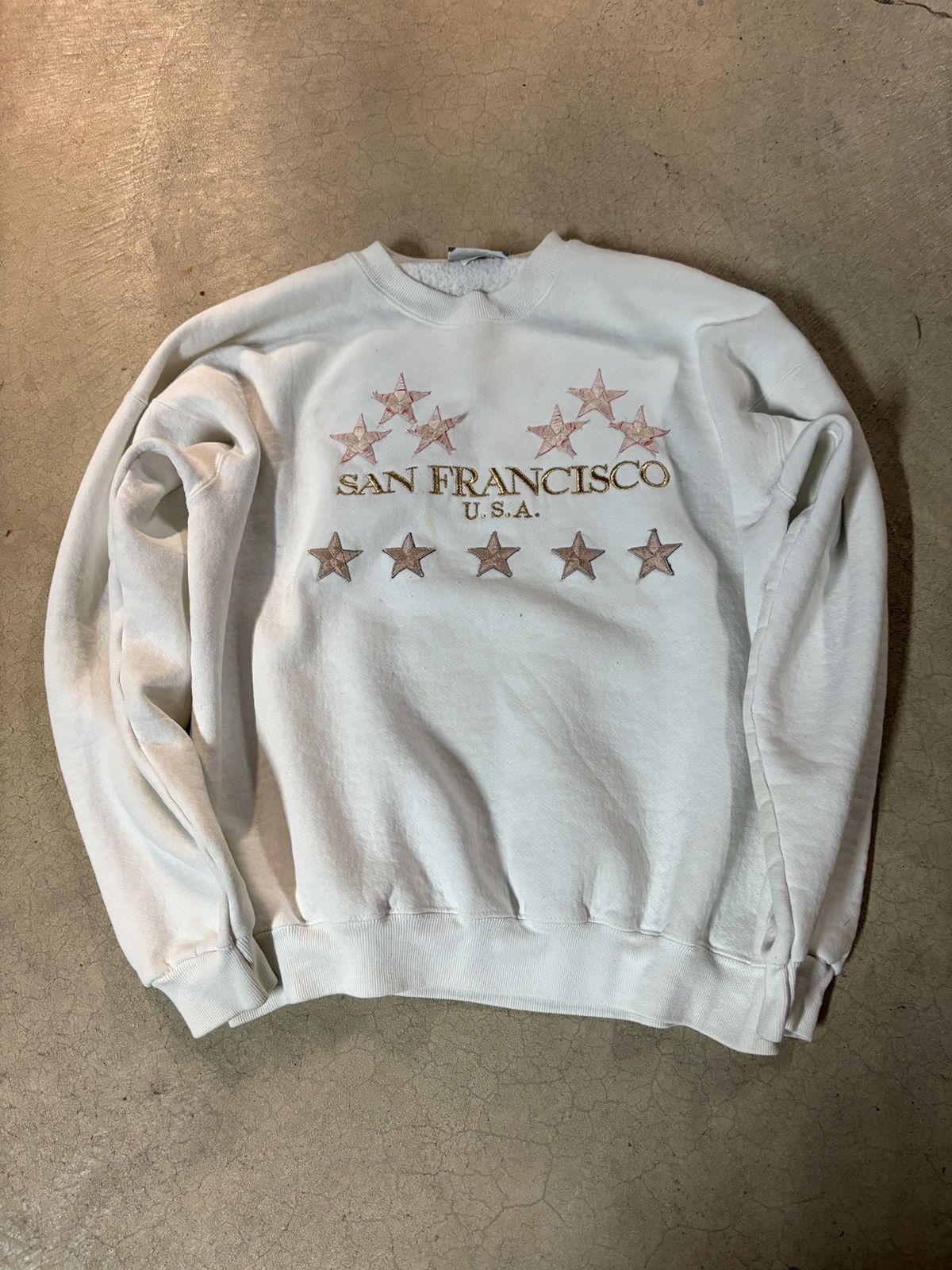 Lee Vintage 90s Lee San Francisco Star Crewneck Sweatshirt White Size US XL / EU 56 / 4 - 1 Thumbnail