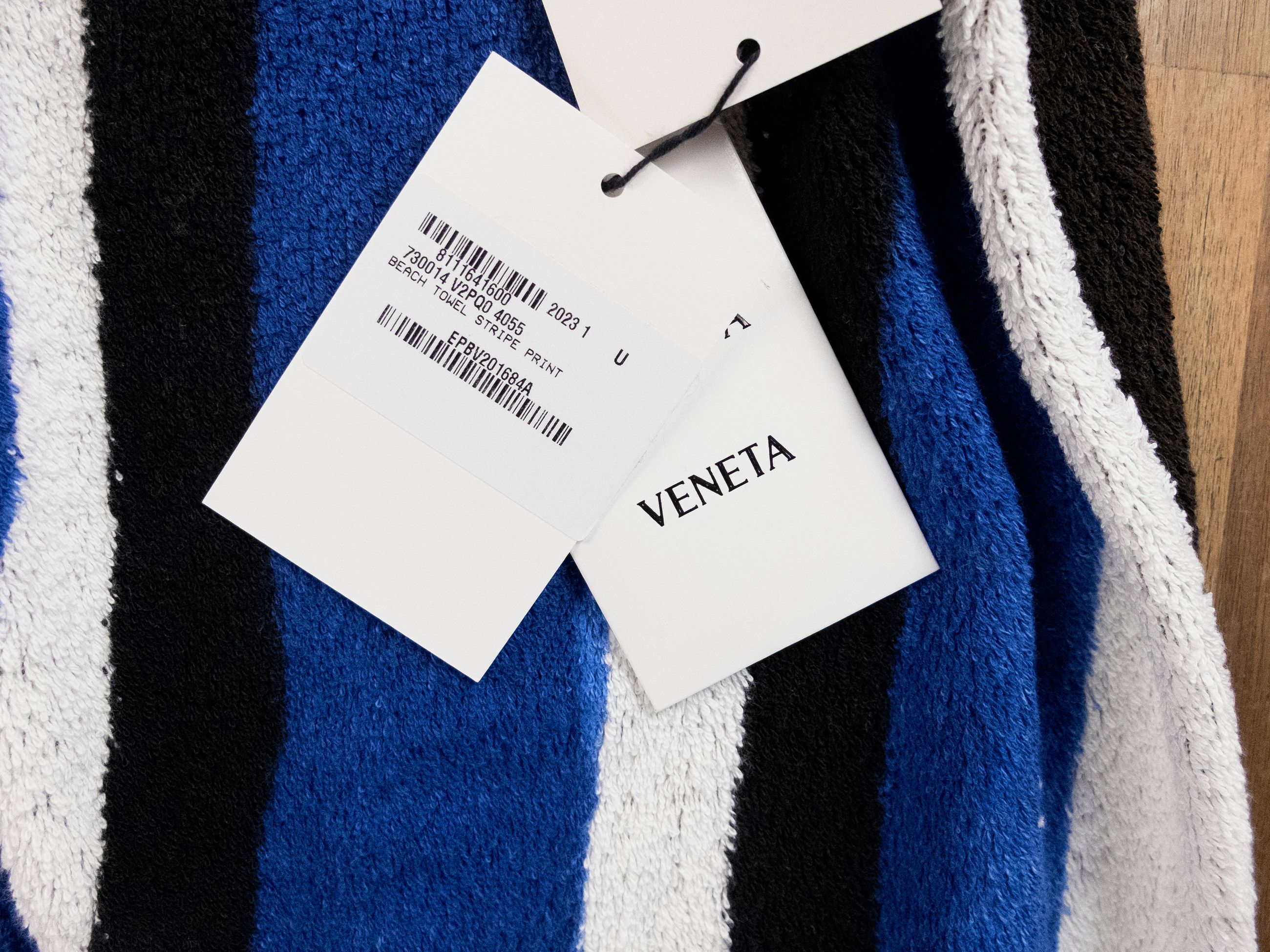 Bottega Veneta BOTTEGA VENETA white blue & black beach towel q Size ONE SIZE - 5 Thumbnail