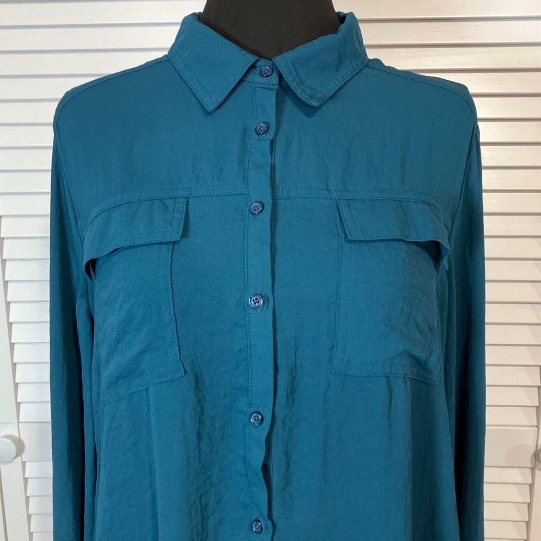 Other a.n.a. A New Approach Teal Blue Collared Tunic Blouse XL Size XL / US 12-14 / IT 48-50 - 4 Thumbnail