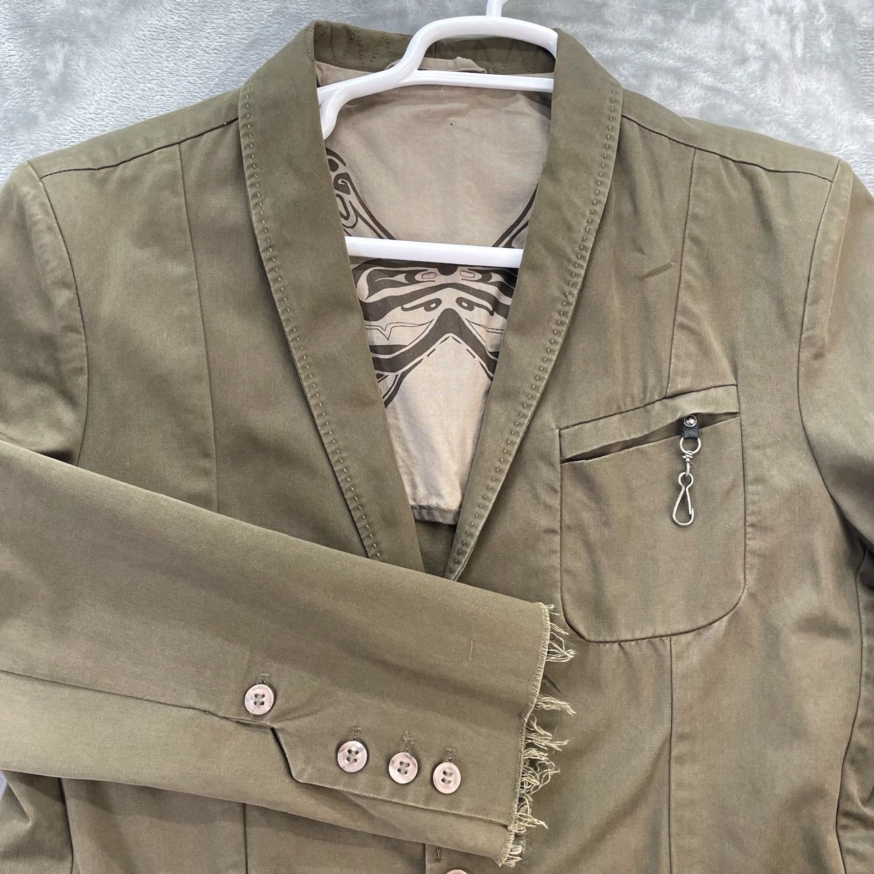Diesel Diesel Blazer Mens Jacket Regular Single-Breasted One-Button Vintage Cotton Fleece Brown XL Casual Sports University Size 46R - 2 Thumbnail
