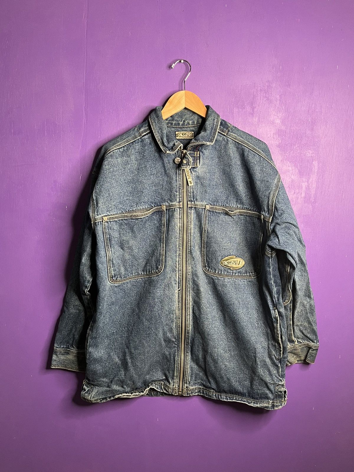 Vintage Vintage Maggear zip up denim overshirt jacket Size US XL / EU 56 / 4 - 1 Thumbnail