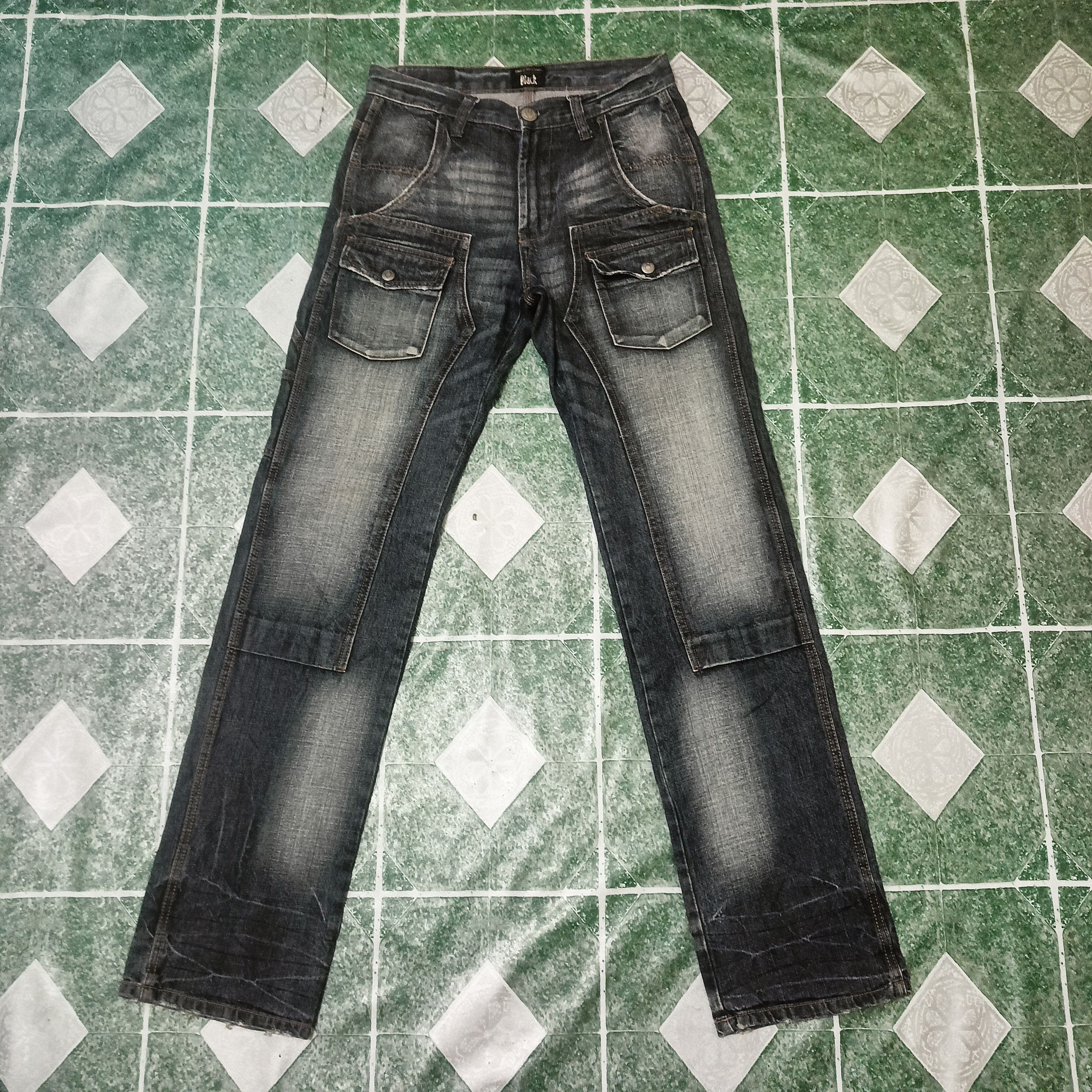 image of Black Back Number Double Knee Flared Bush Jeans in Indigo, Men's (Size 29)