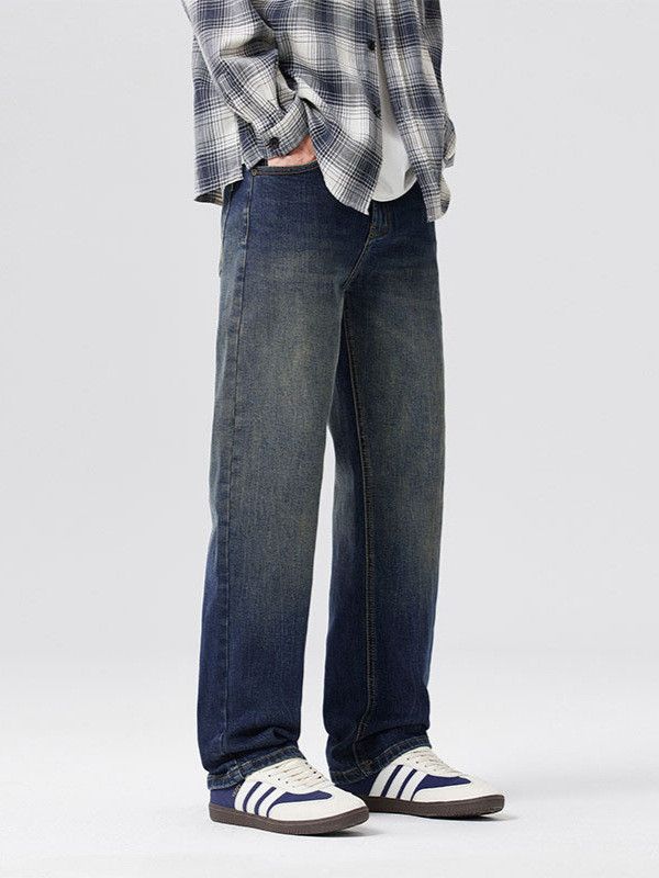 Japanese Brand Men's loose straight leg retro washed casual jeans Size US 32 / EU 48 - 1 Thumbnail
