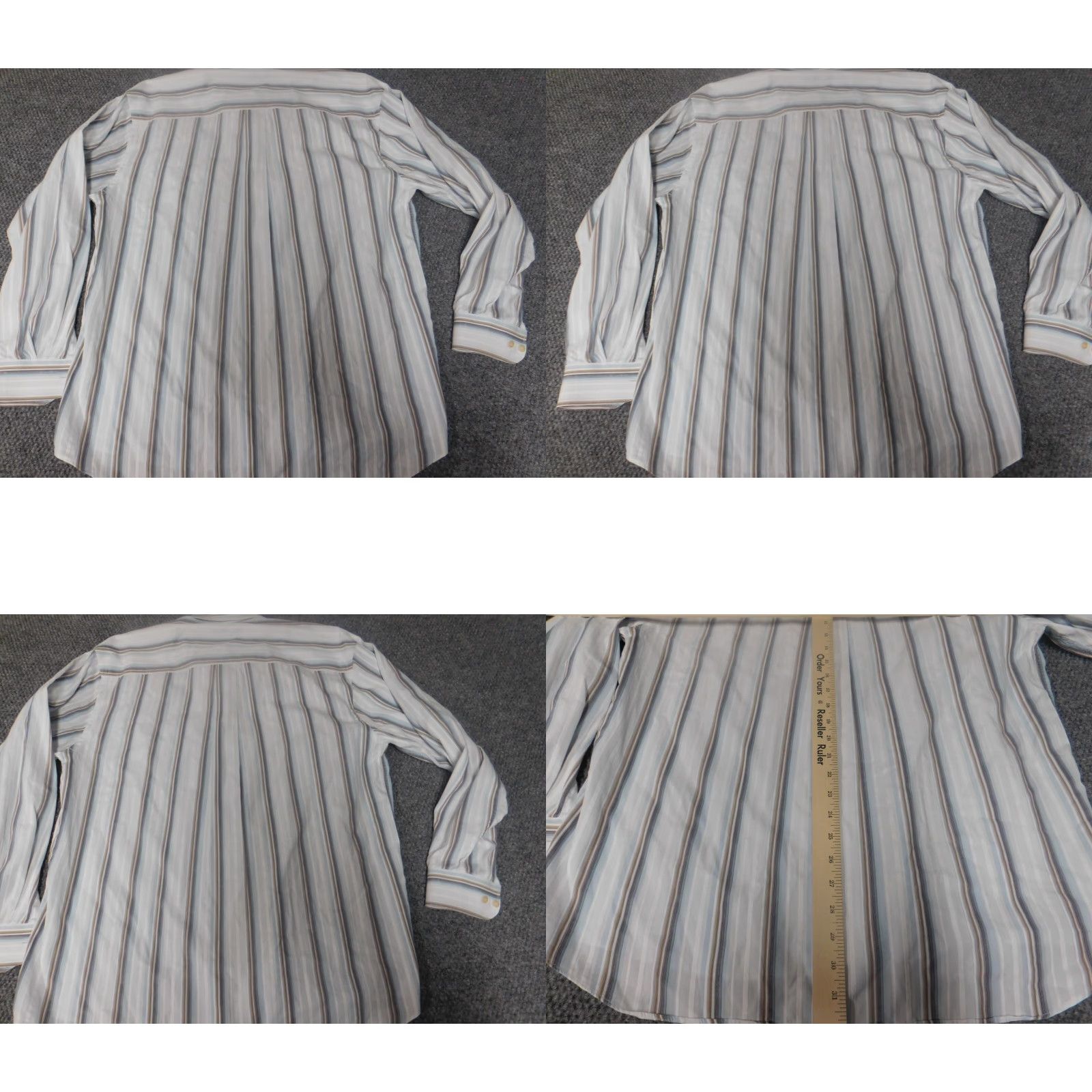 Vintage Alan Flusser Mens Shirt L White Striped Button-Down Long Sleeve Collared Cotton Knit Button-Up Pocket Vintage No Size US L / EU 52-54 / 3 - 8 Thumbnail