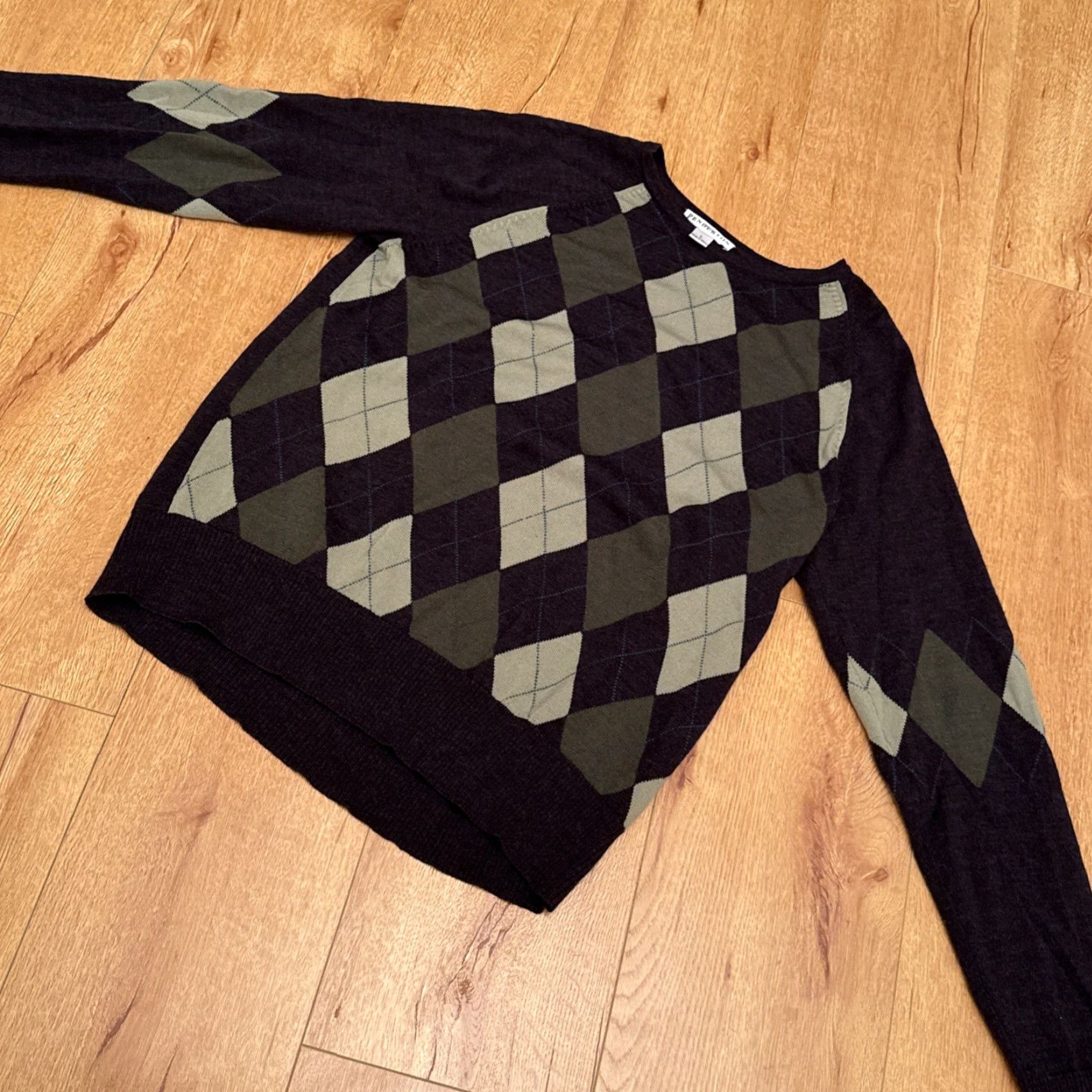 Pendleton Pendleton Sweater Womens Large Grey Green Argyle Merino Wool Preppy Crew Neck Pullover Size L / US 10 / IT 46 - 3 Thumbnail